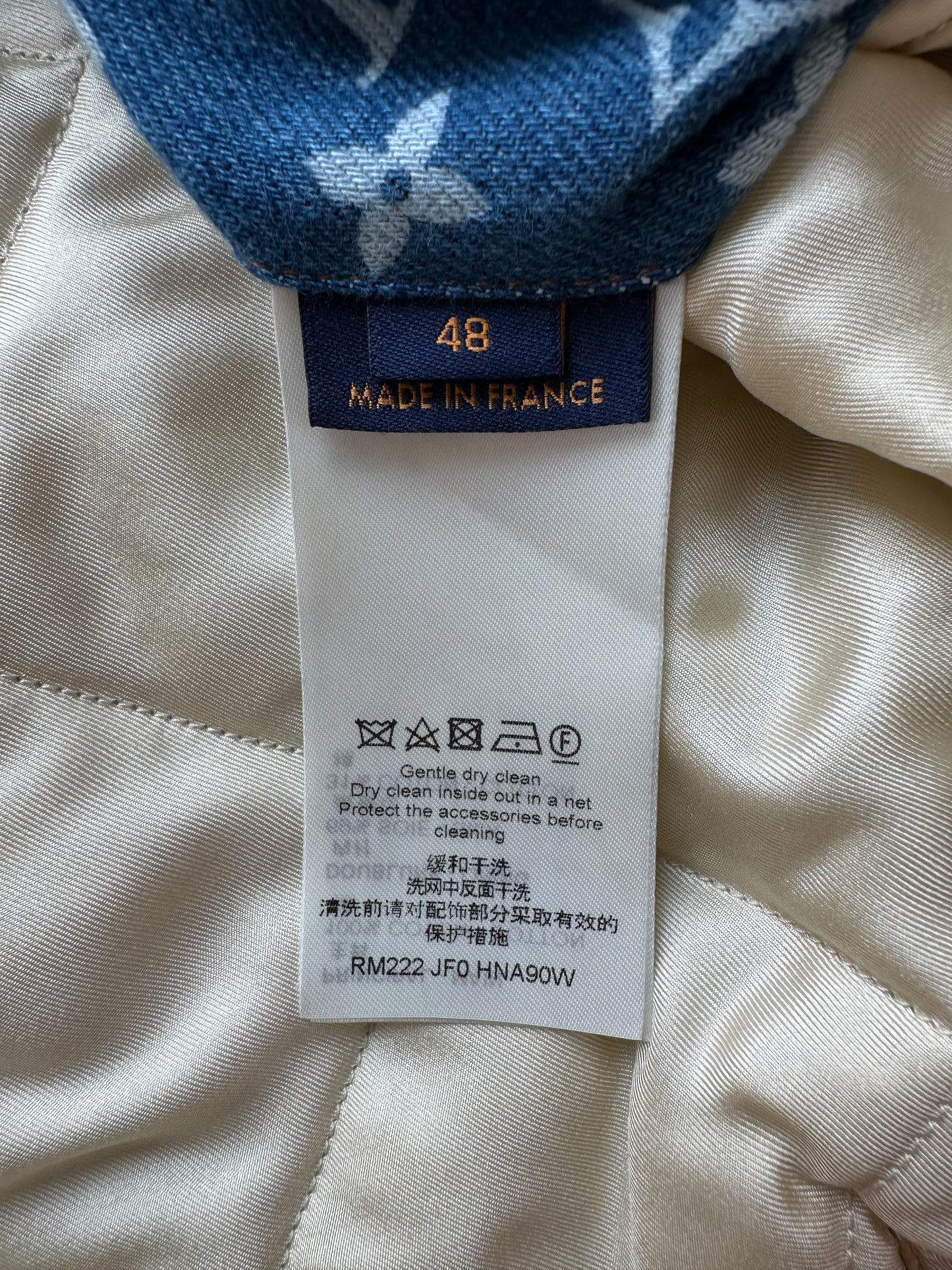 Louis Vuitton Blue Monogram Distressed Floral Workwear Jacket