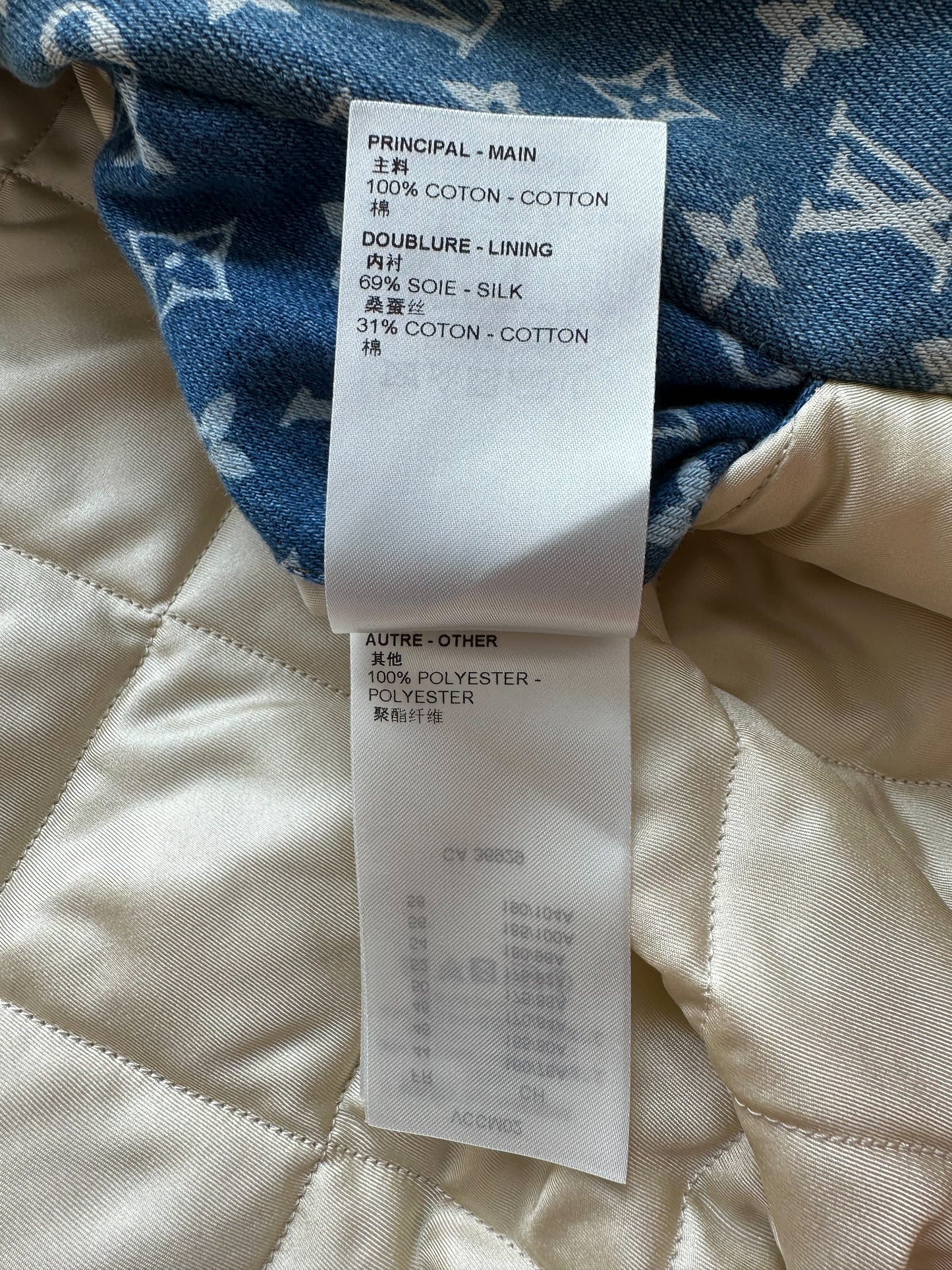 Louis Vuitton Blue Monogram Distressed Floral Workwear Jacket