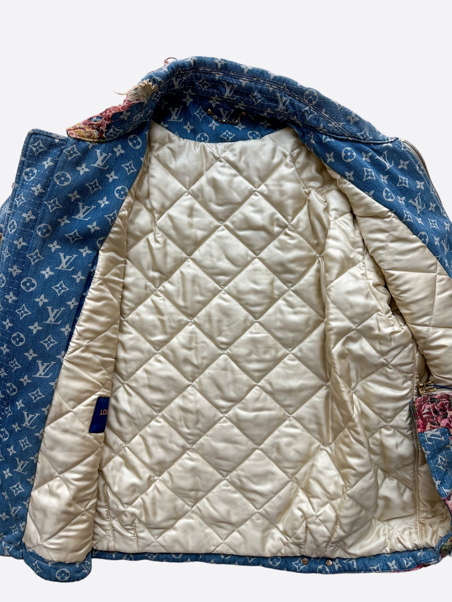 Louis Vuitton Blue Monogram Distressed Floral Workwear Jacket