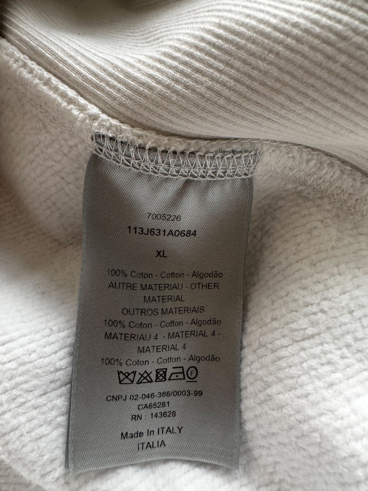 Dior White Oblique Towel Hoodie