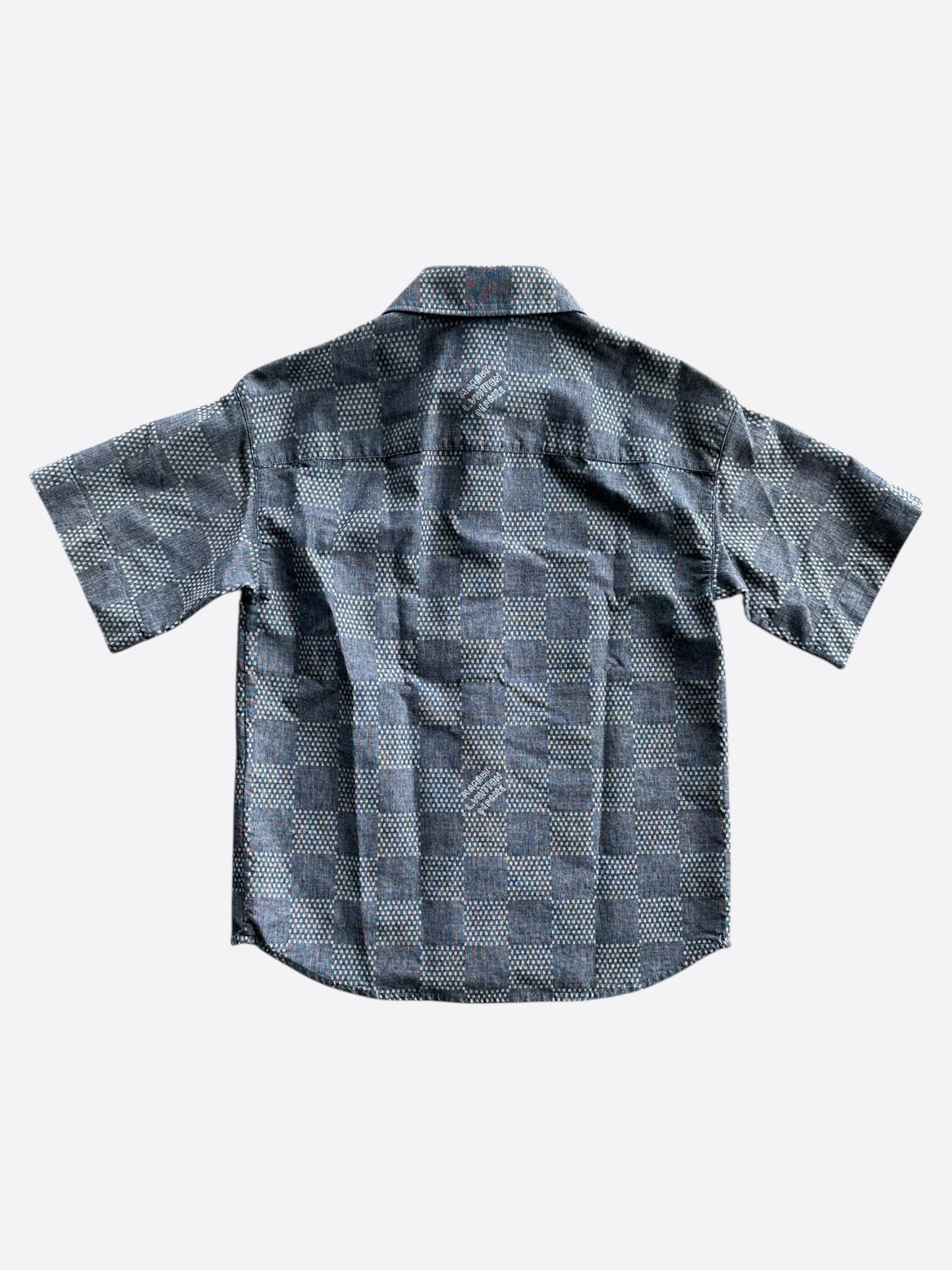 Louis Vuitton Blue & White Damier Denim Button Up Shirt