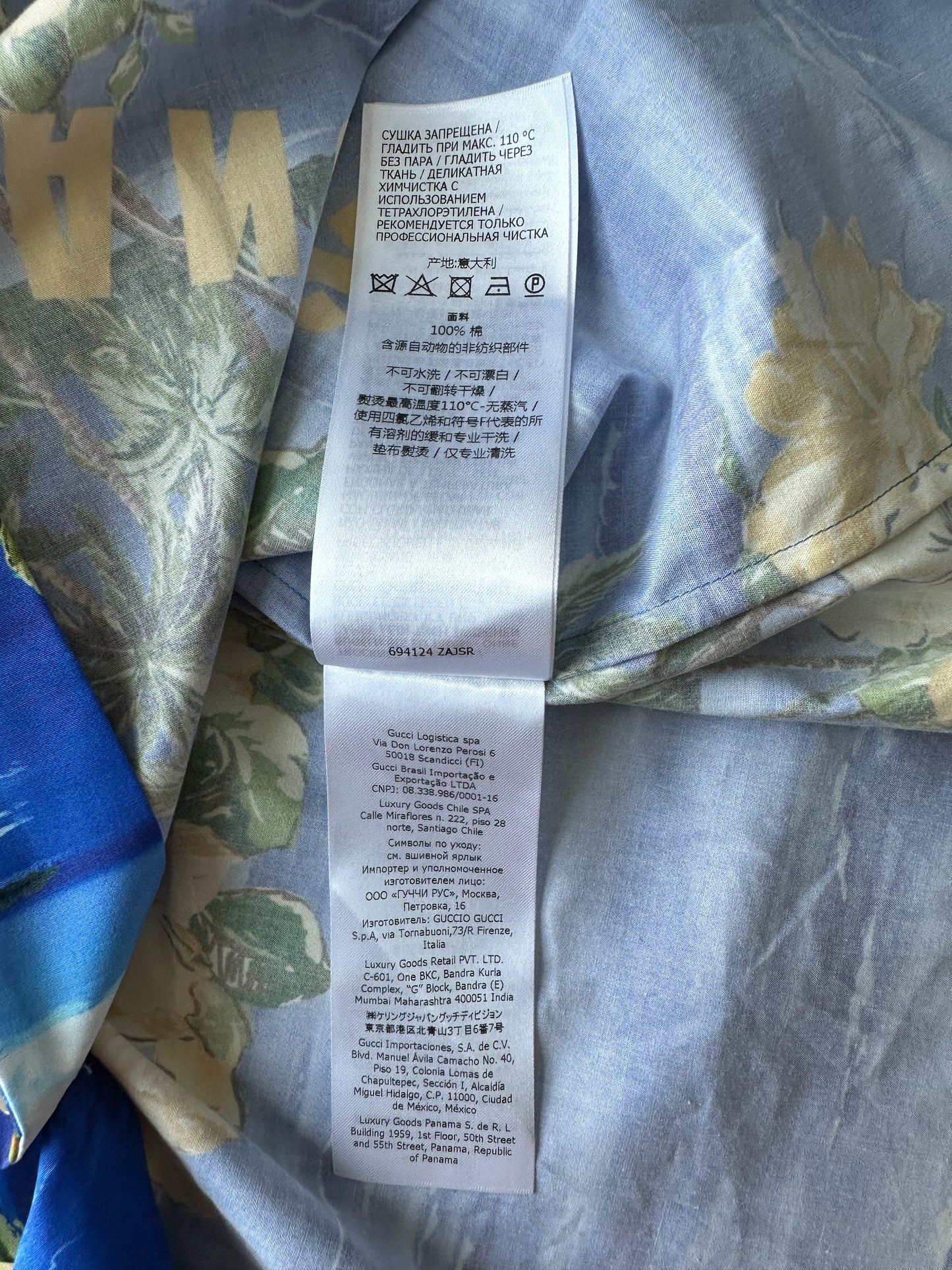 Gucci Blue Los Angeles Hawaiin Button Up Shirt
