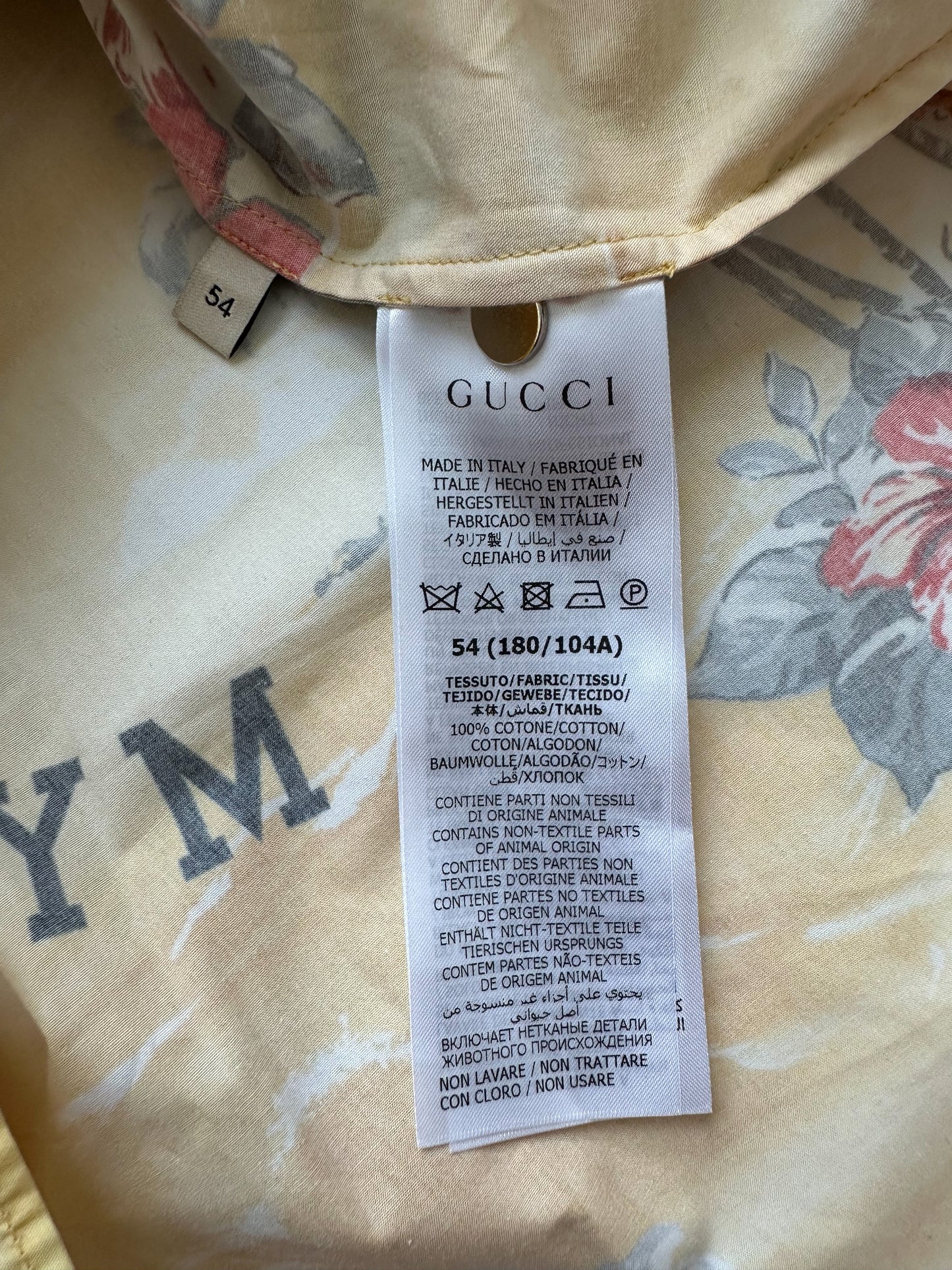 Gucci Yellow My Body Hawaiin Button Up Shirt