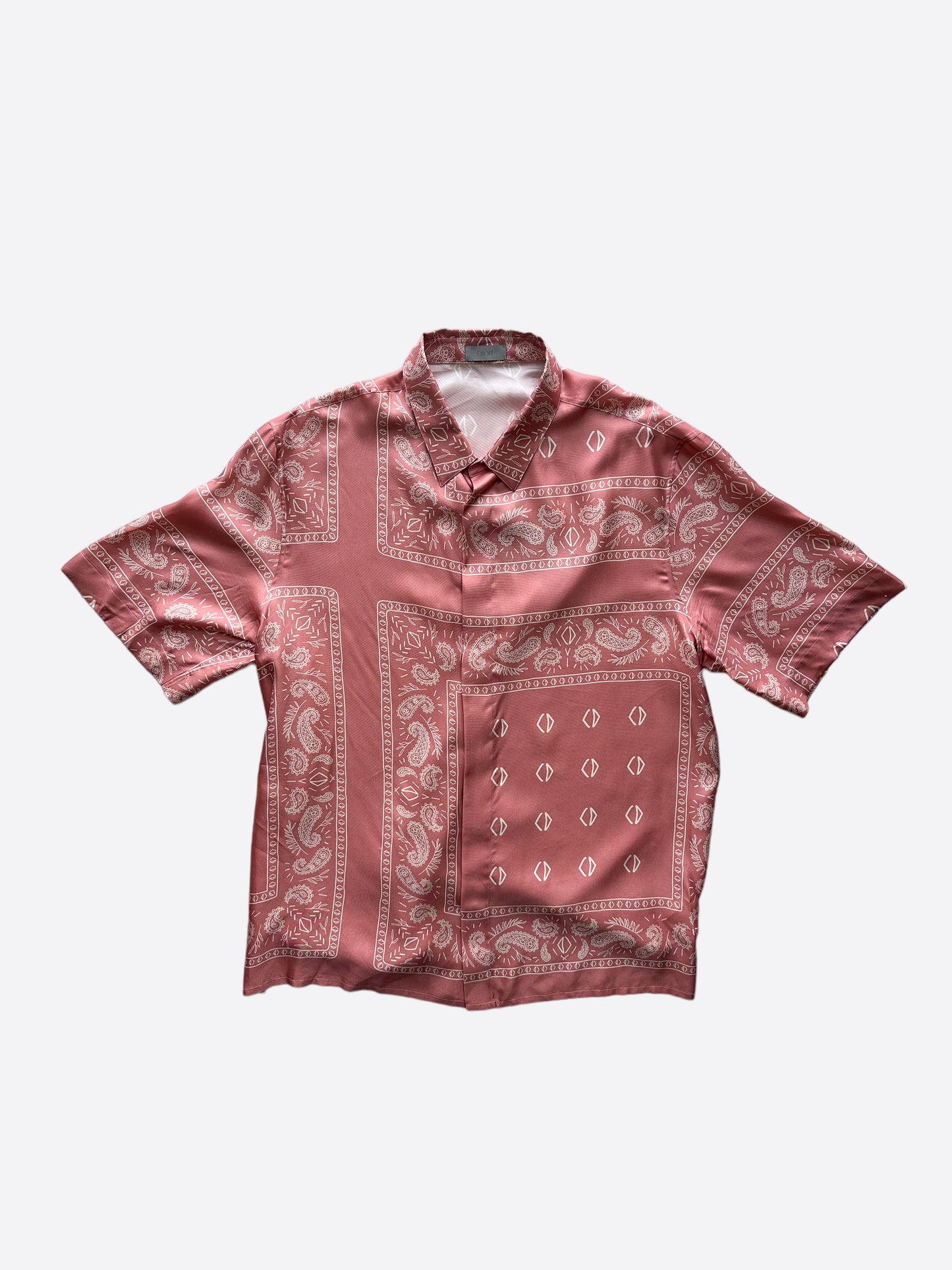 Dior Cactus Jack Pink Paisley Bandana Print Silk Button Up Shirt