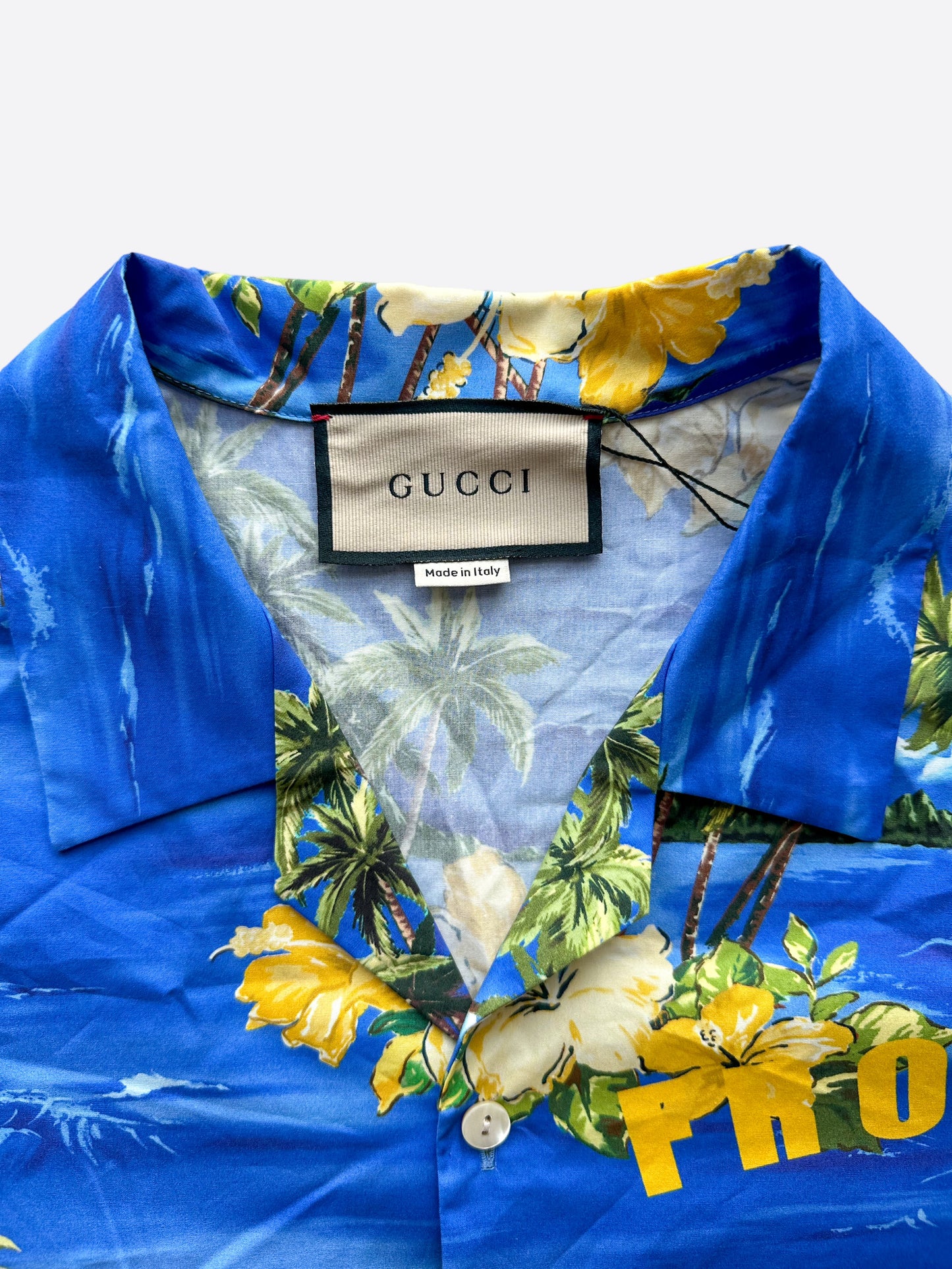 Gucci Blue Los Angeles Hawaiin Button Up Shirt