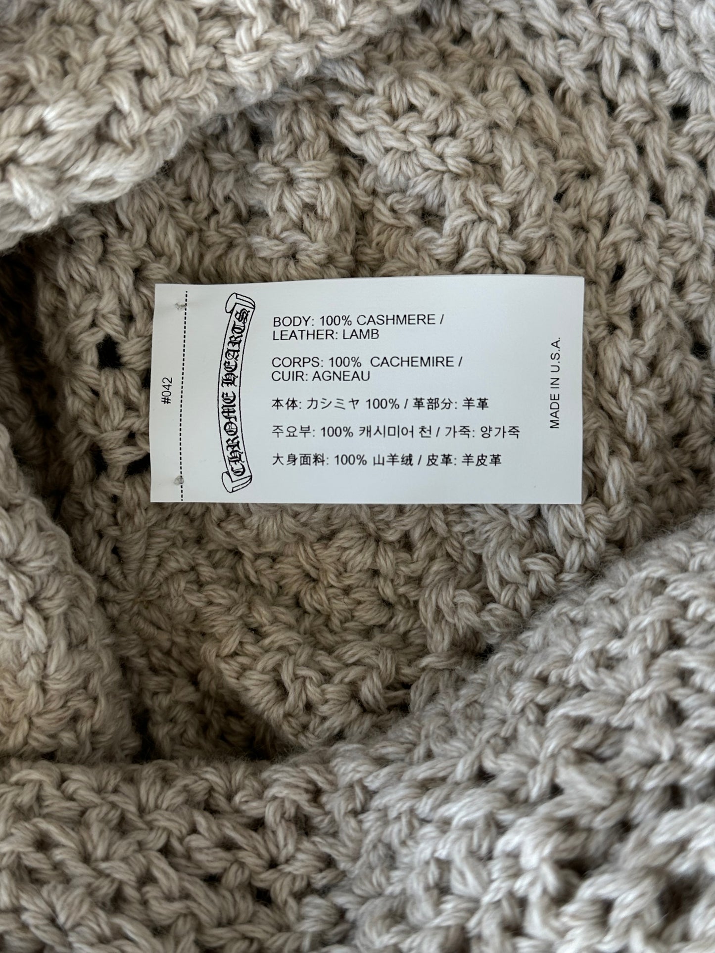 Chrome Hearts Beige & White Cross Patch Cashmere Beanie
