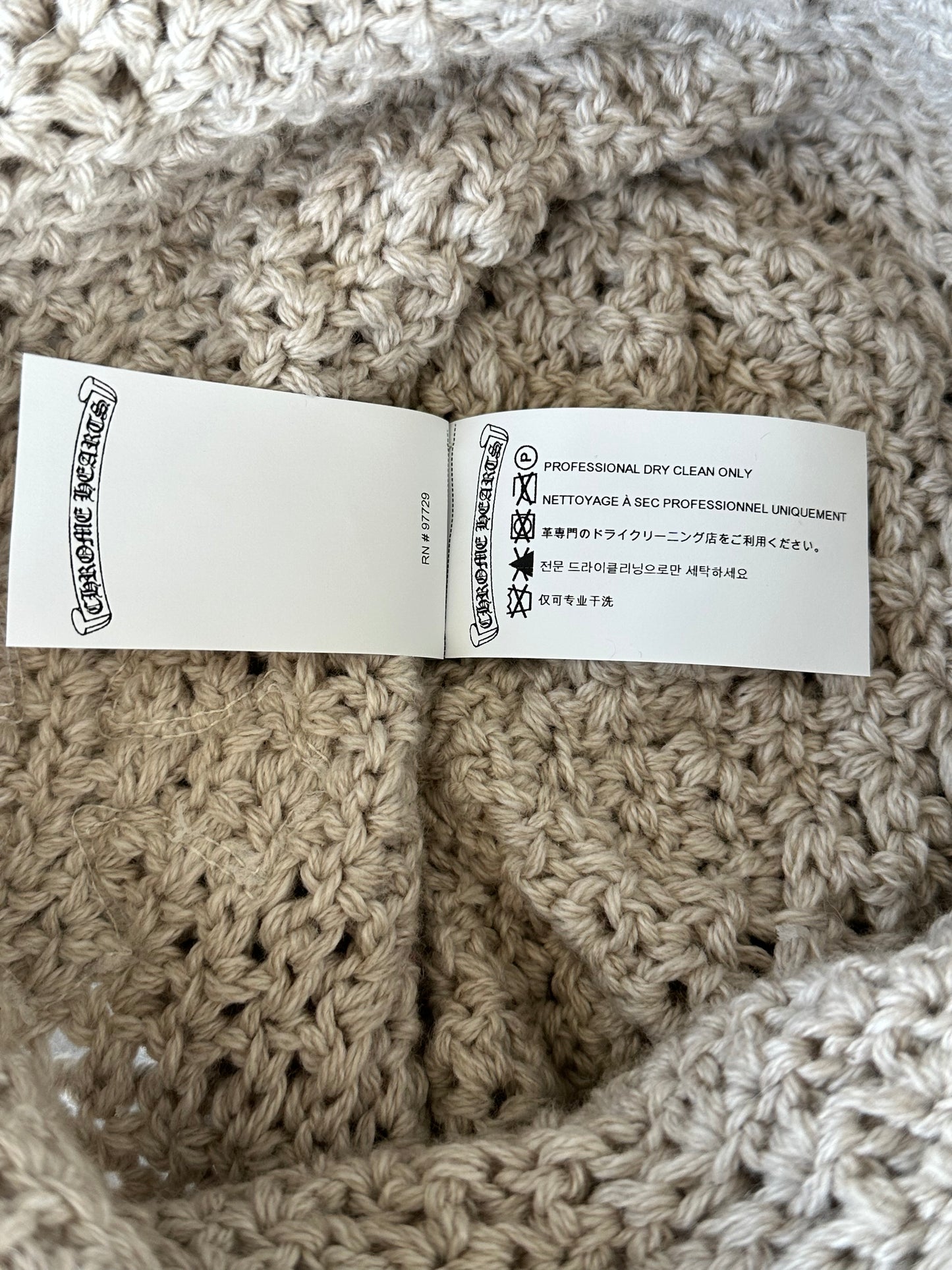 Chrome Hearts Beige & White Cross Patch Cashmere Beanie