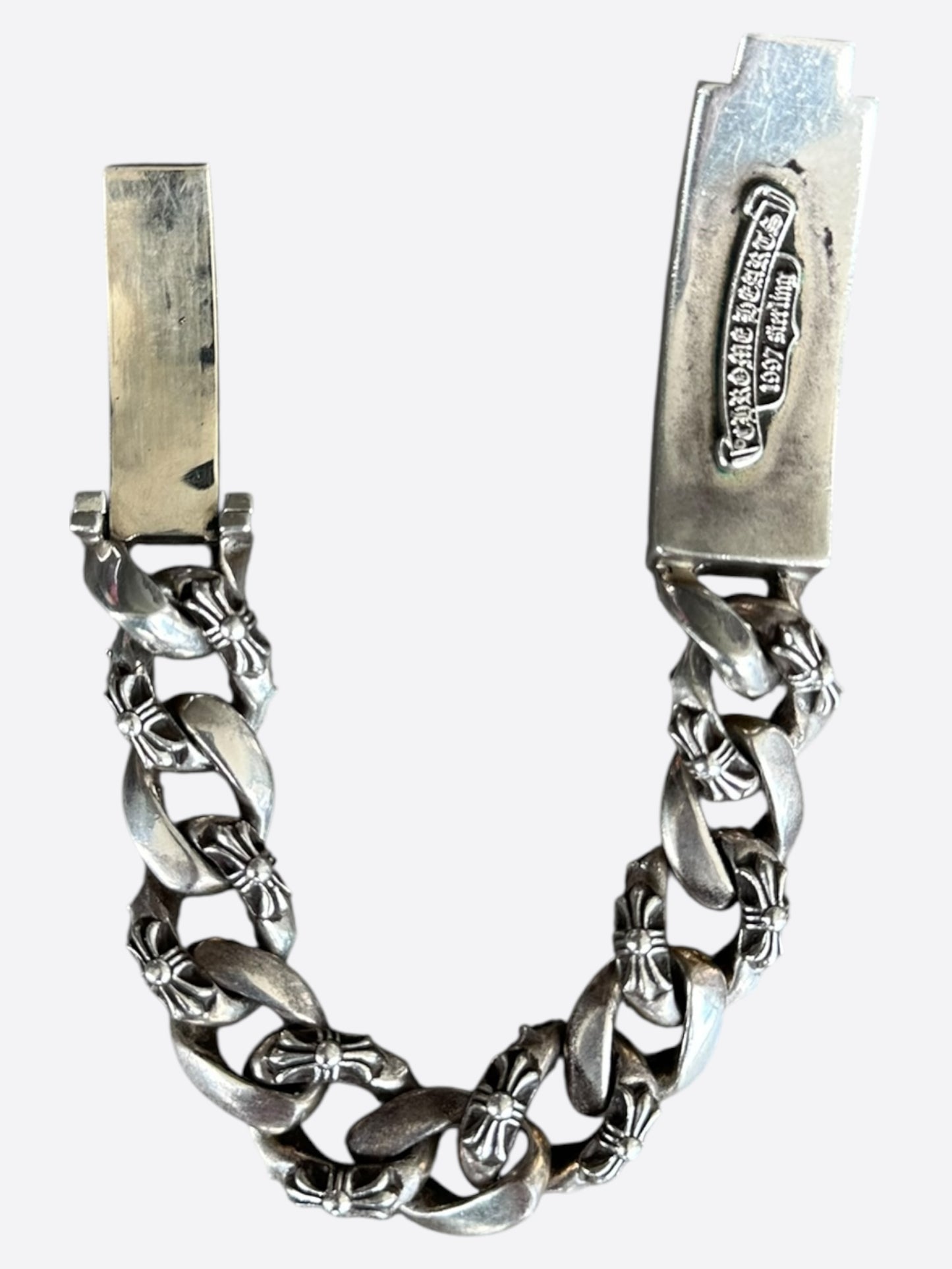Chrome Hearts Silver & Diamond Fancy Cuban Bracelet
