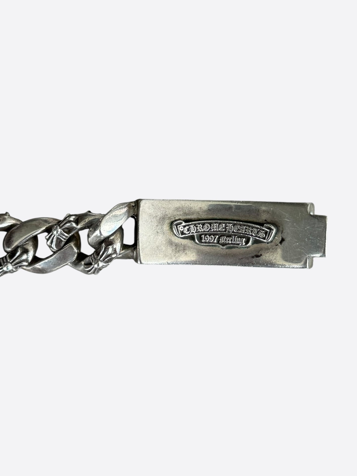 Chrome Hearts Silver & Diamond Fancy Cuban Bracelet