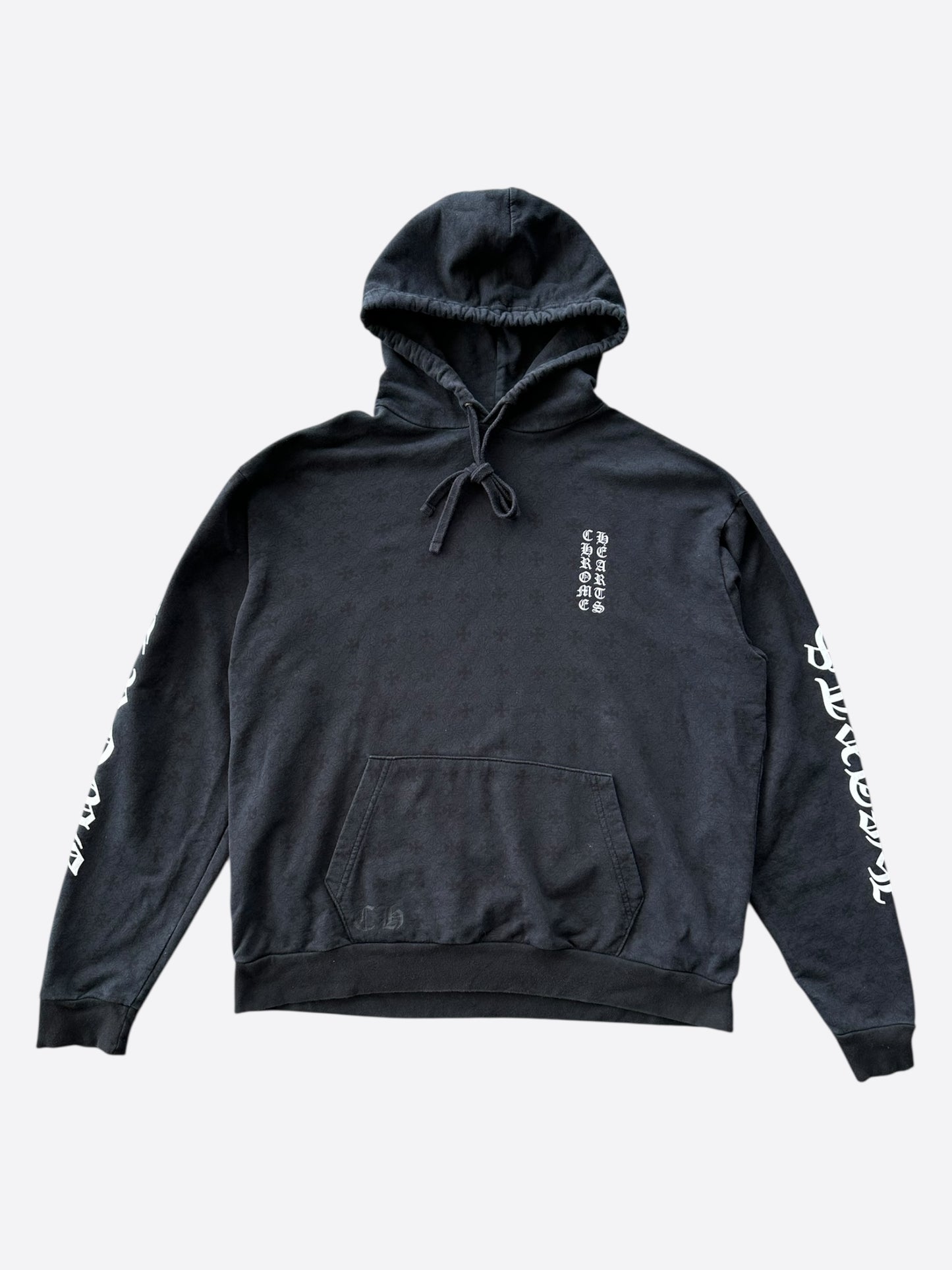 Chrome Hearts Black & White Cross Jacquard Horseshoe Logo Hoodie