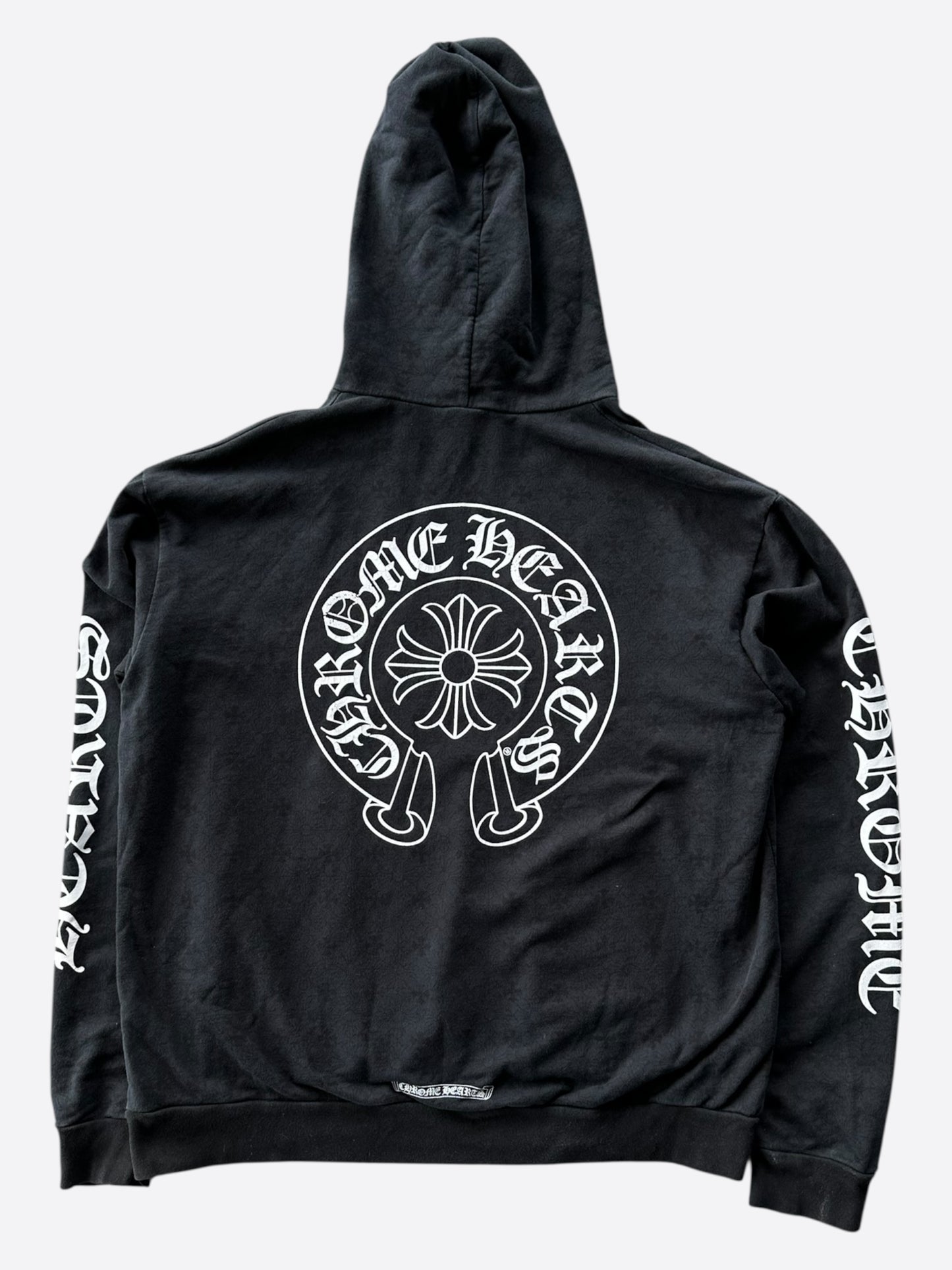 Chrome Hearts Black & White Cross Jacquard Horseshoe Logo Hoodie