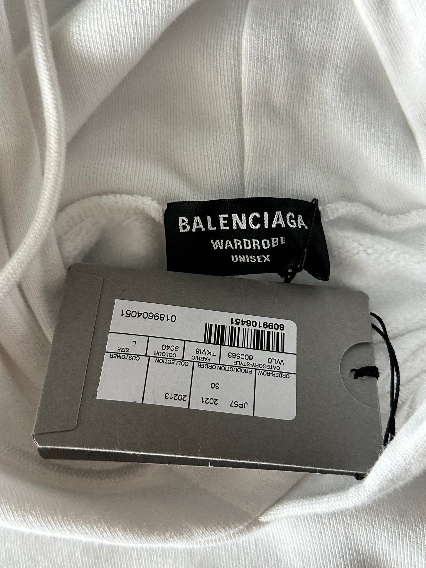 Balenciaga White & Black Pixel Logo Hoodie