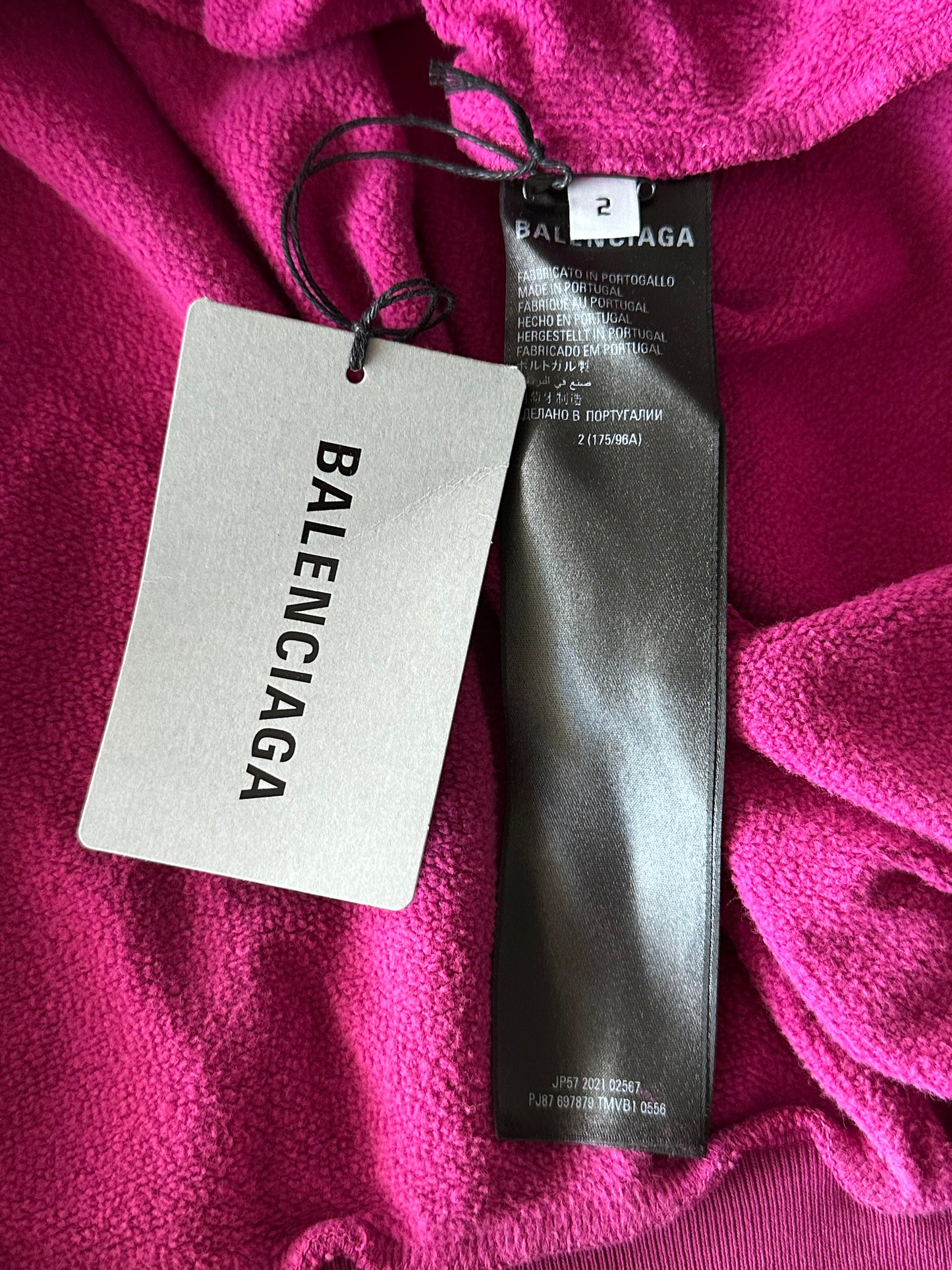 Balenciaga Pink & Multicolor Embroidered Logo Hoodie