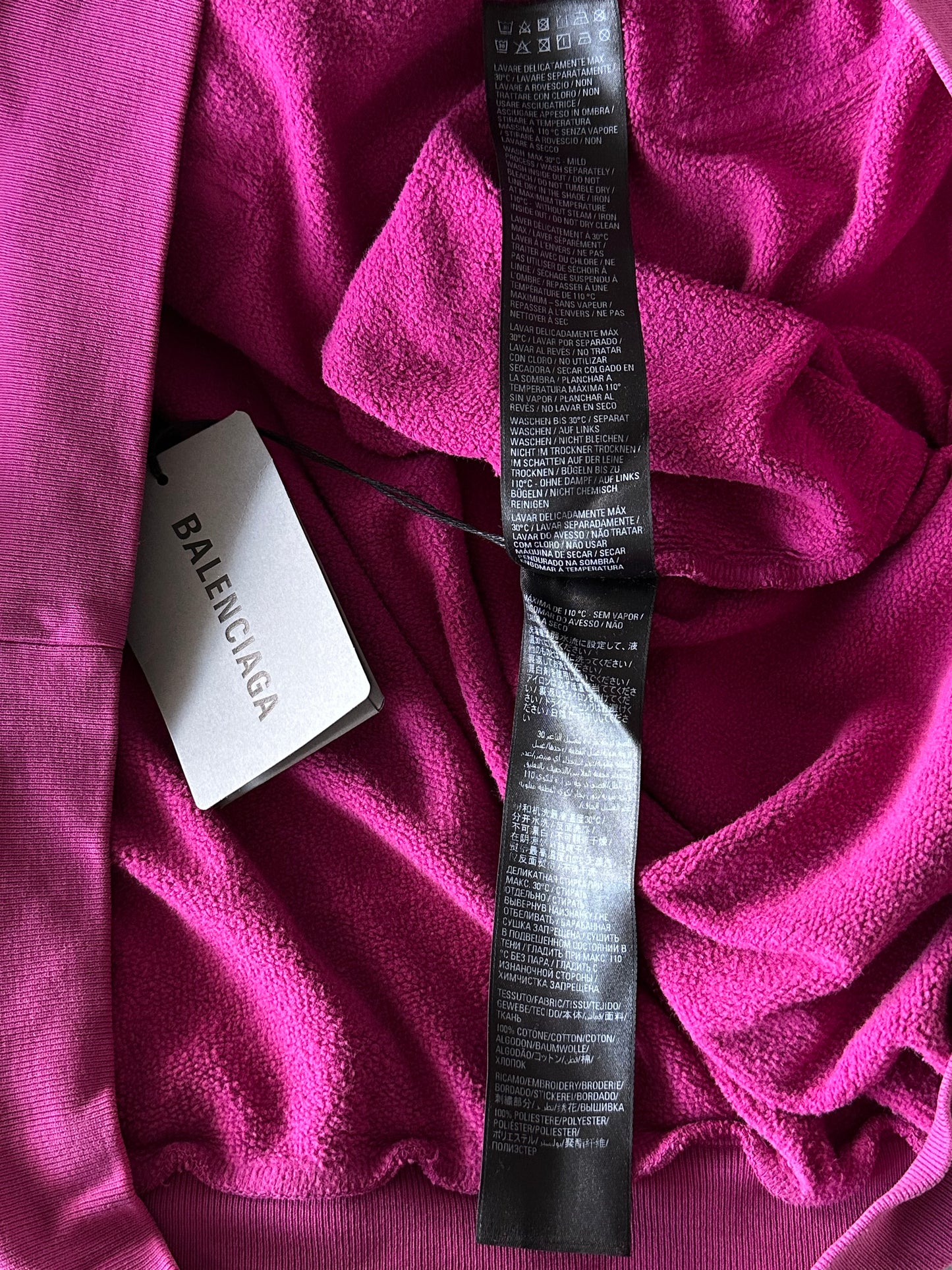 Balenciaga Pink & Multicolor Embroidered Logo Hoodie