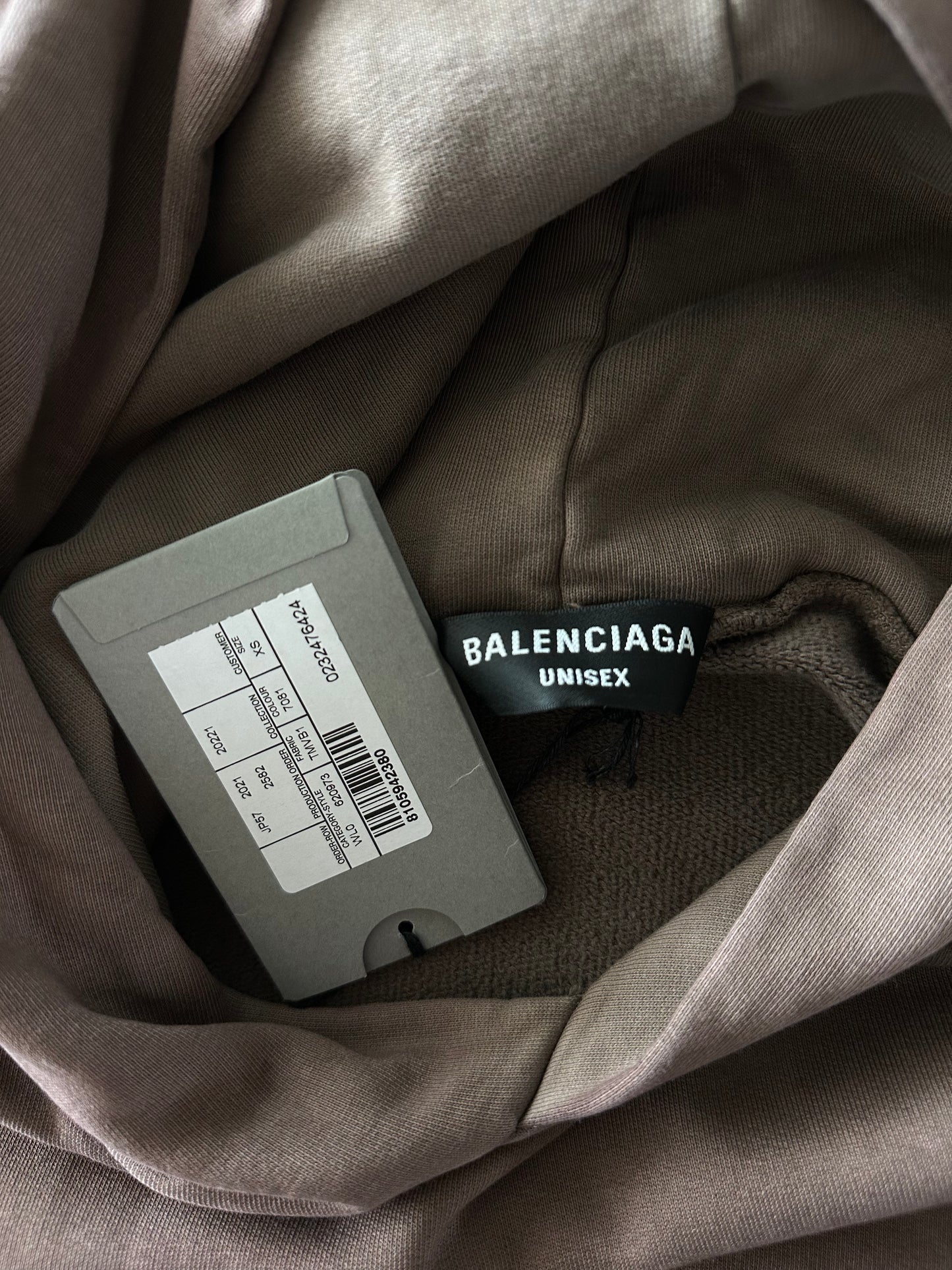 Balenciaga Brown & Multicolor Embroidered Logo Hoodie