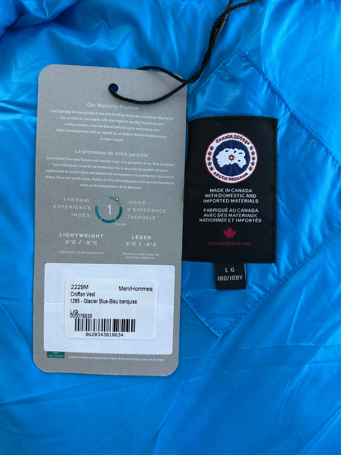 Canada Goose Glacier Blue Crofton Men's Vest