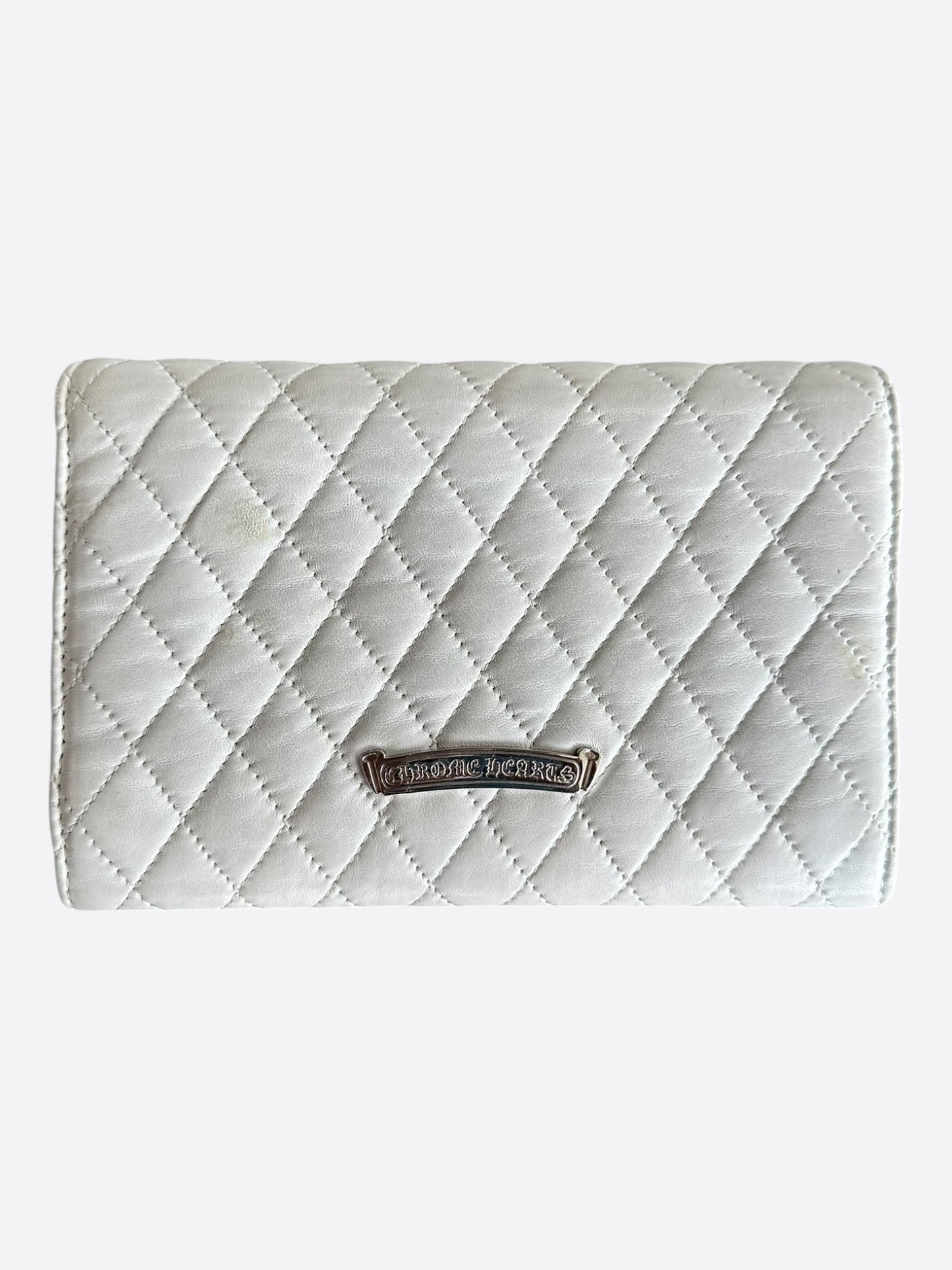 Chrome Hearts White Quilted Cross Wallet