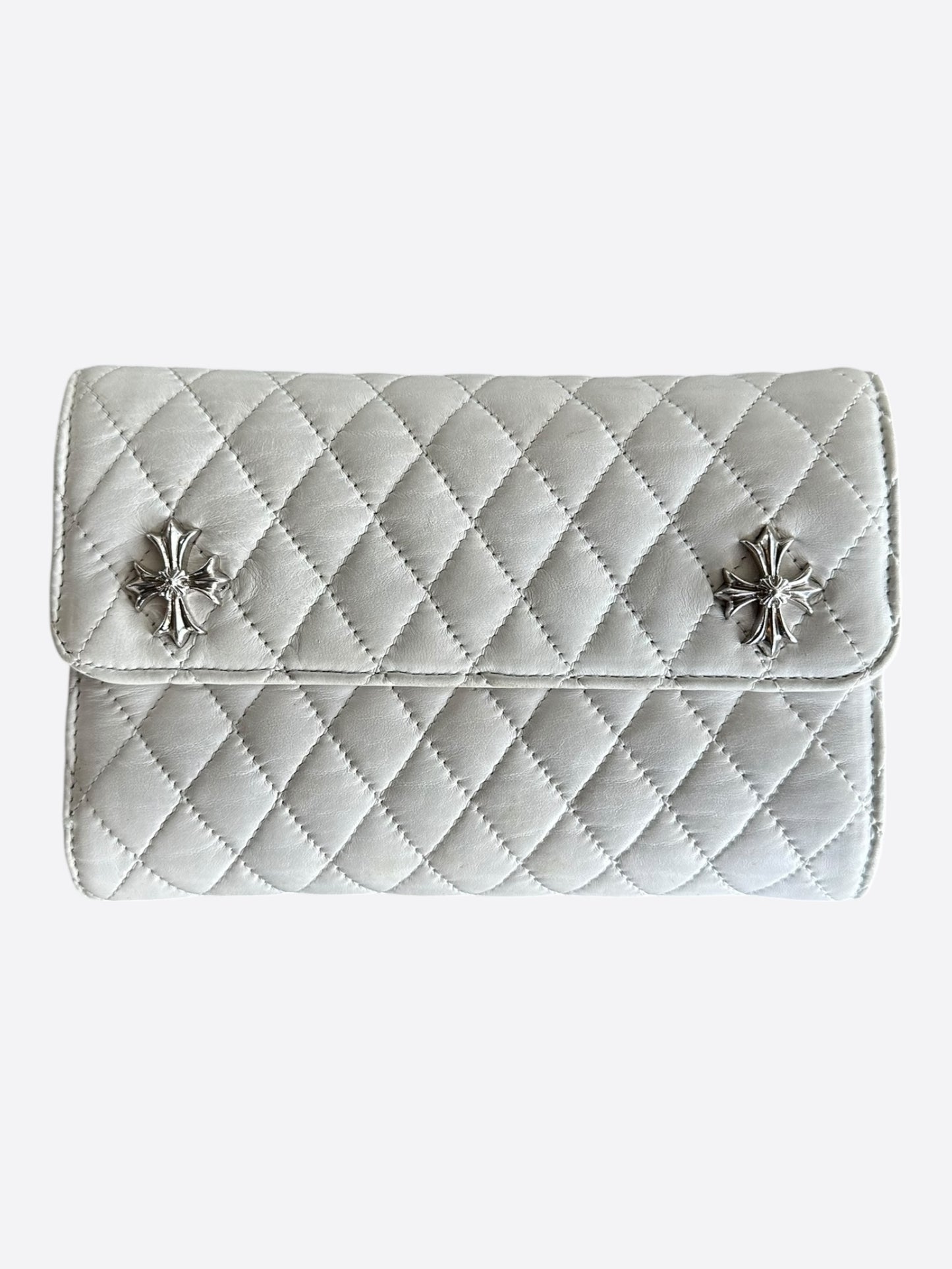 Chrome Hearts White Quilted Cross Wallet