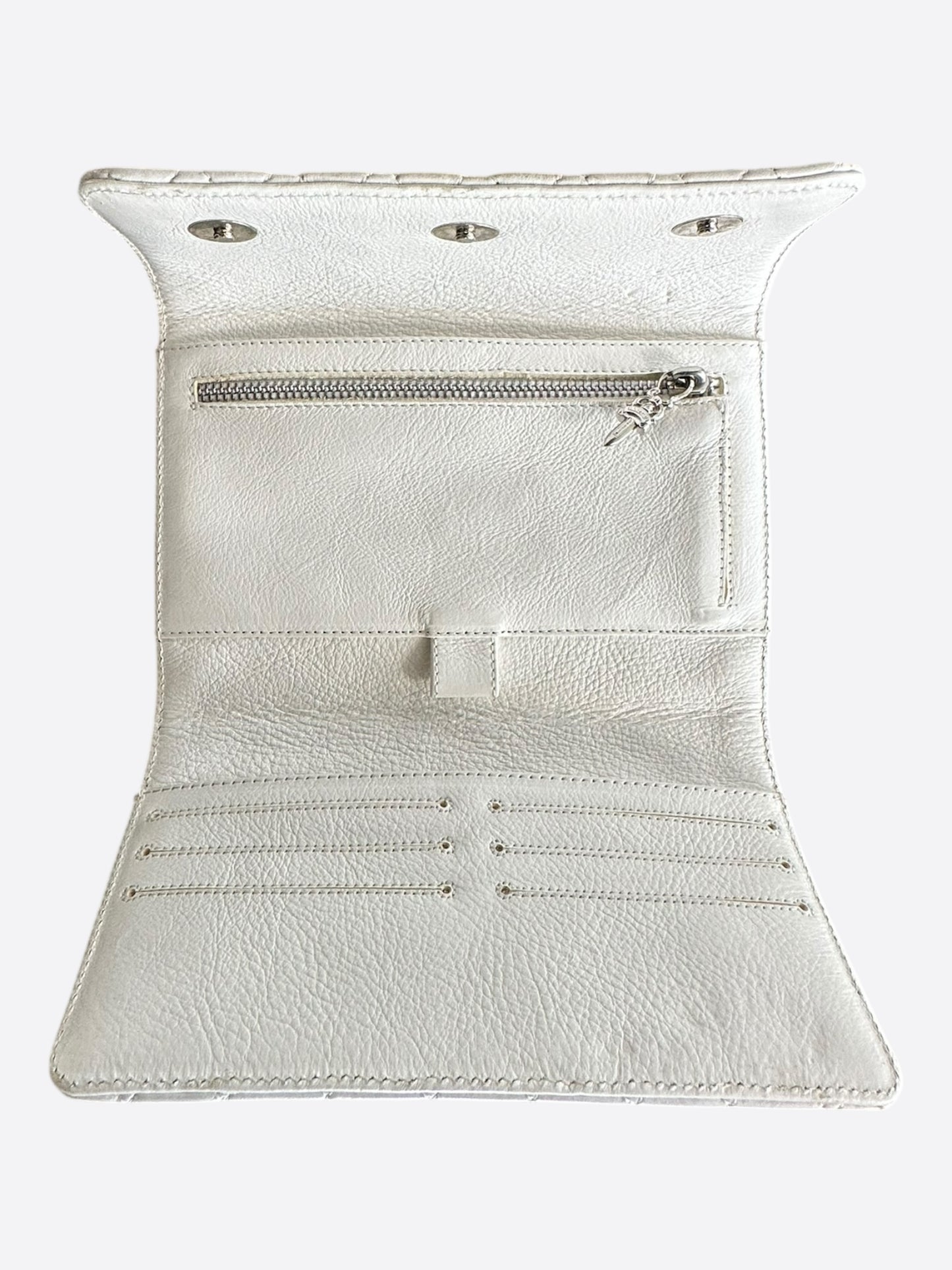 Chrome Hearts White Quilted Cross Wallet