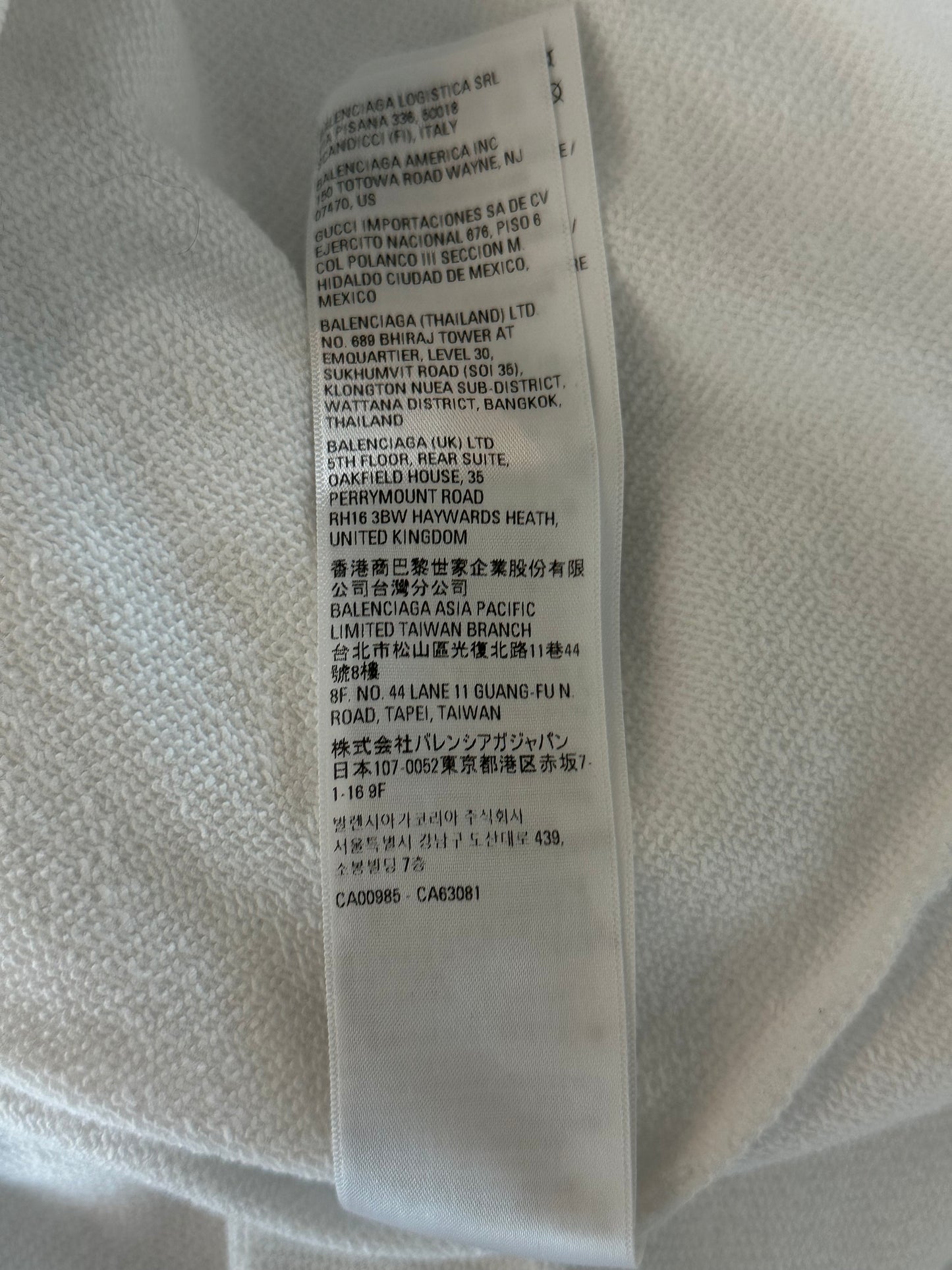 Balenciaga White & Black Fashion Institute Logo Hoodie