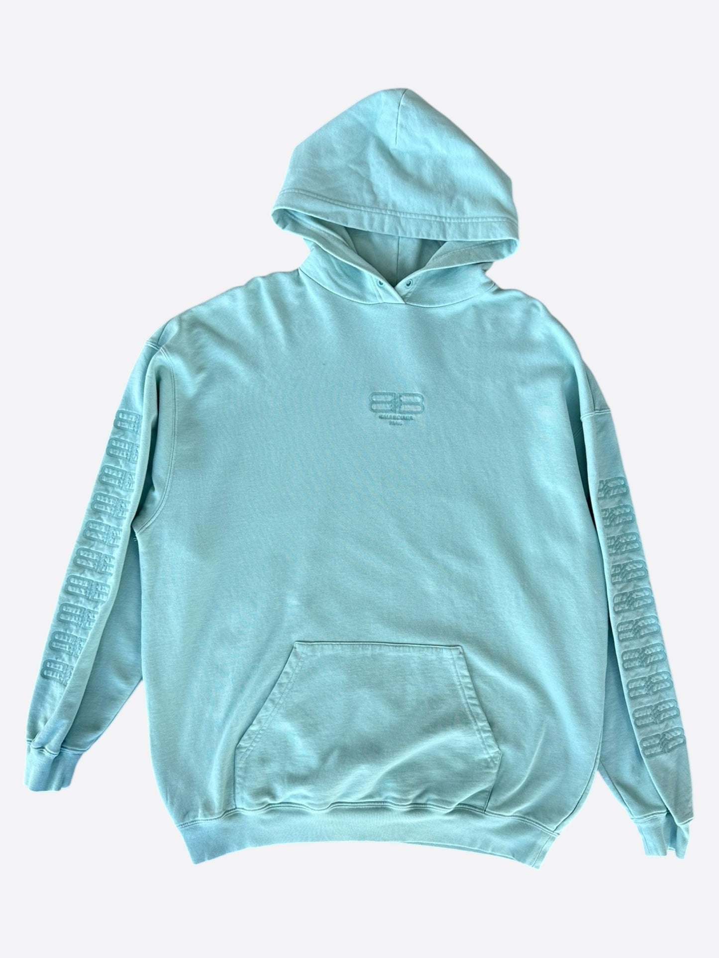 Balenciaga Blue Embroidered BB Icon Logos Hoodie