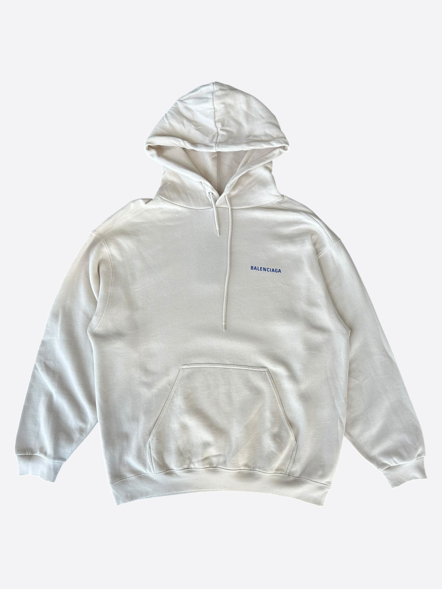 Balenciaga White & Blue Logo Hoodie