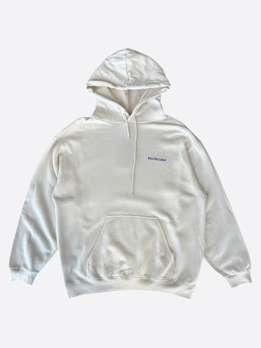 Balenciaga Beige & Blue Logo Hoodie