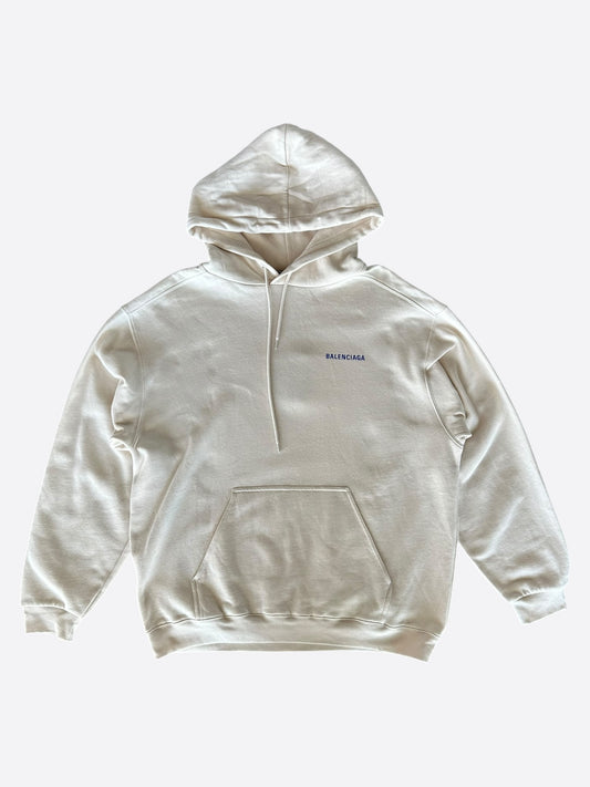 Balenciaga Beige & Blue Logo Hoodie