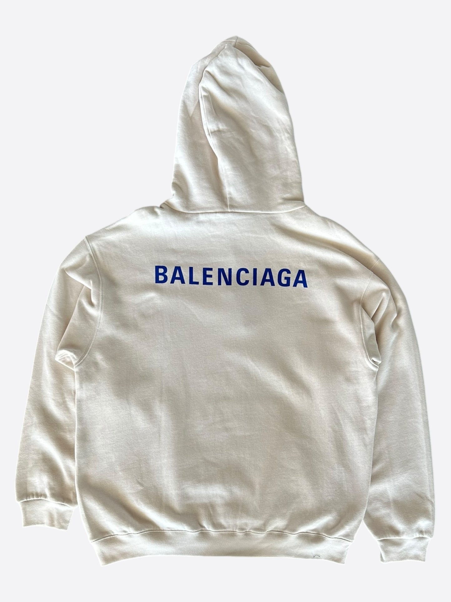 Balenciaga White & Blue Logo Hoodie