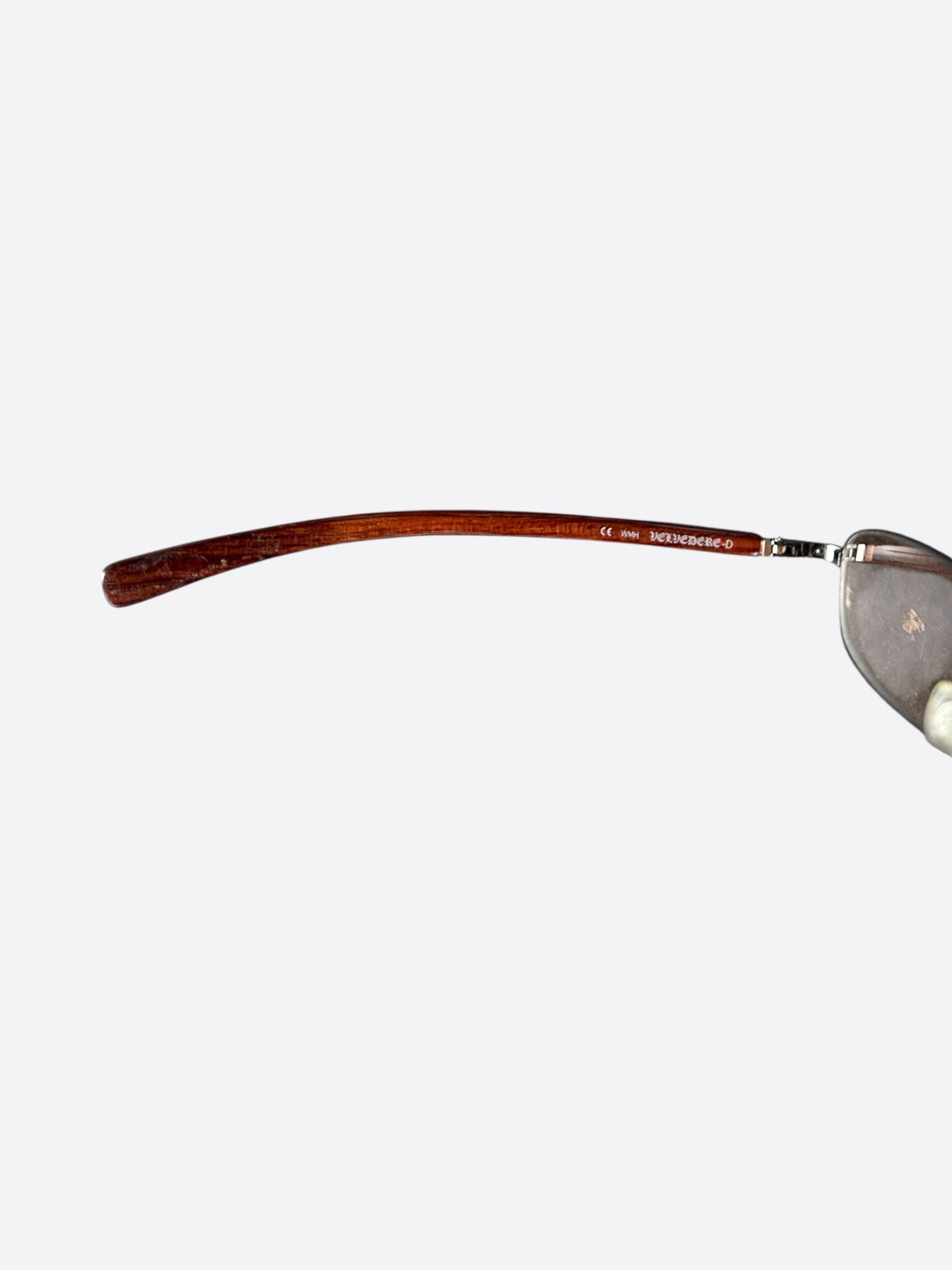 Chrome Hearts Brown Wood & Silver Velvedere Sunglasses