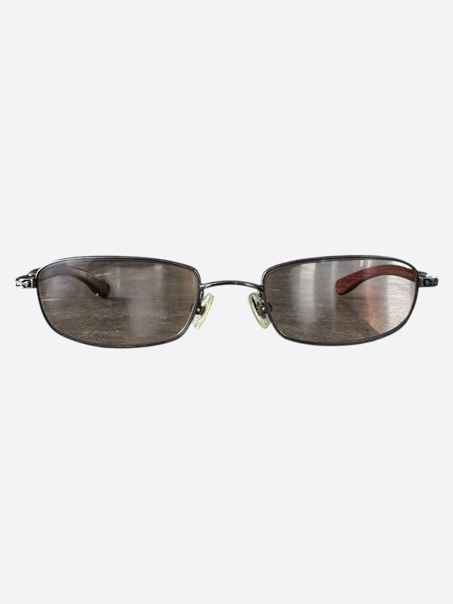 Chrome Hearts Brown Wood & Silver Velvedere Sunglasses