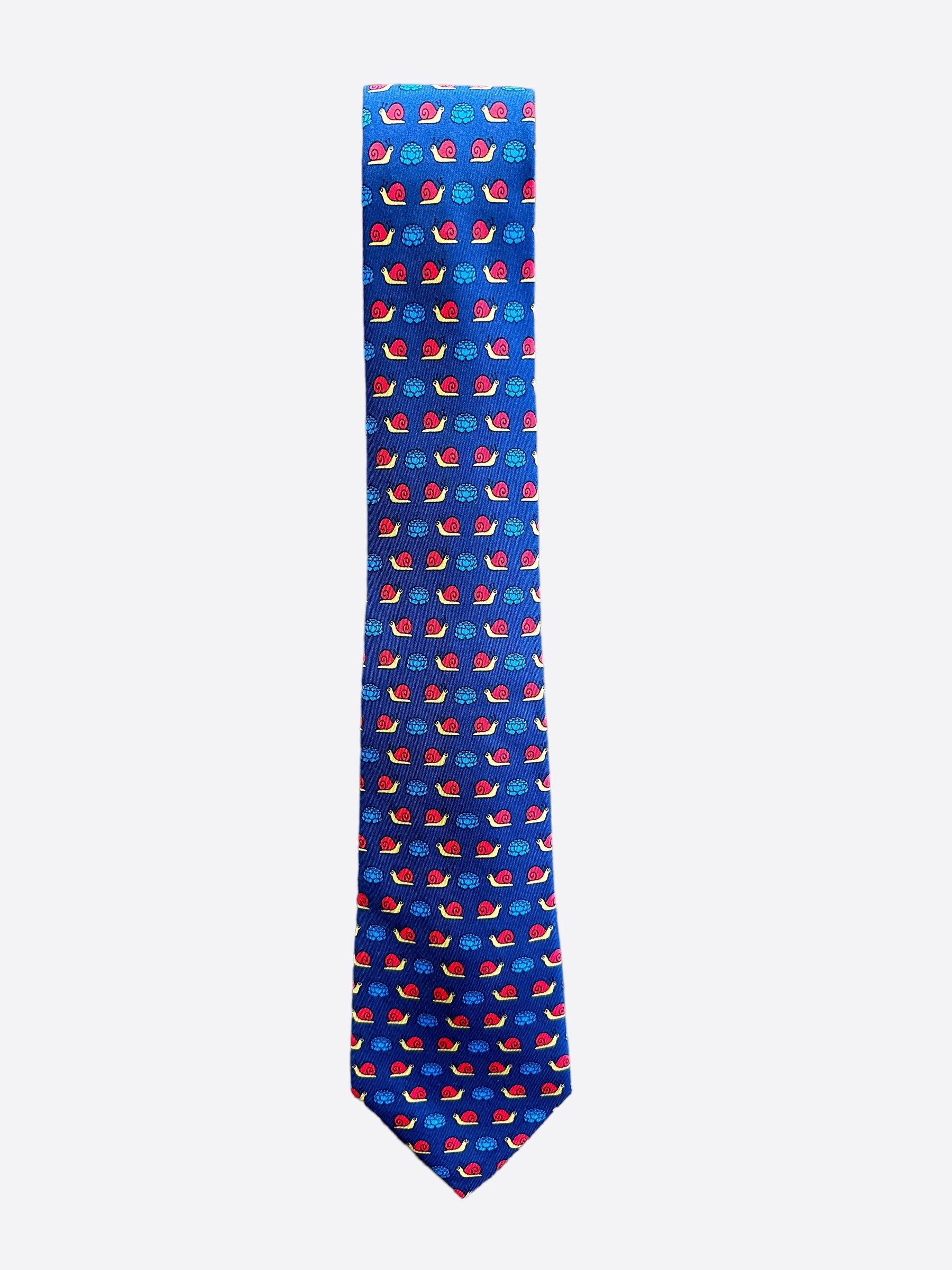 Hermes 100% deals Silk Tie Blue