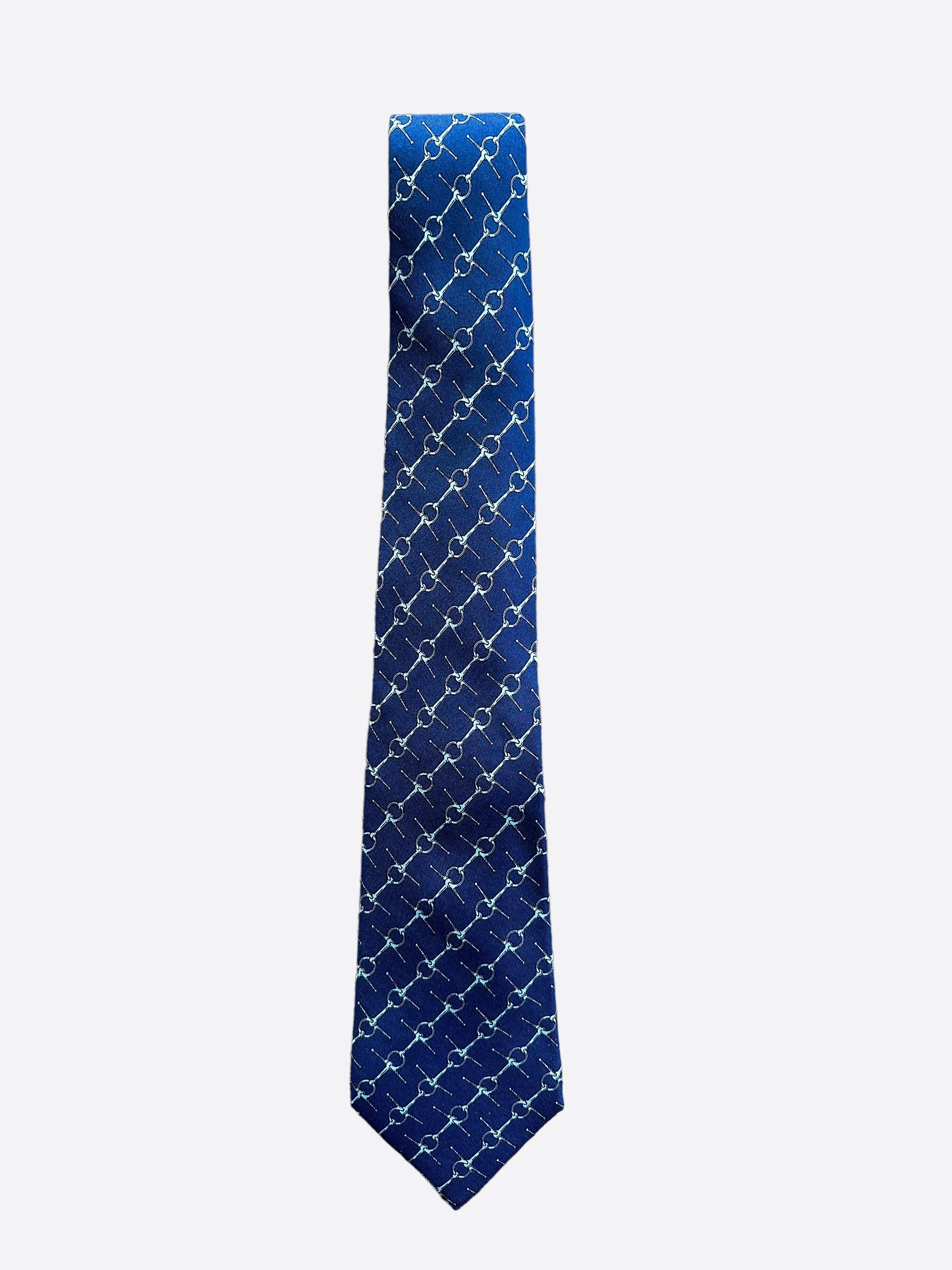 Blue outlet Hermes neck tie