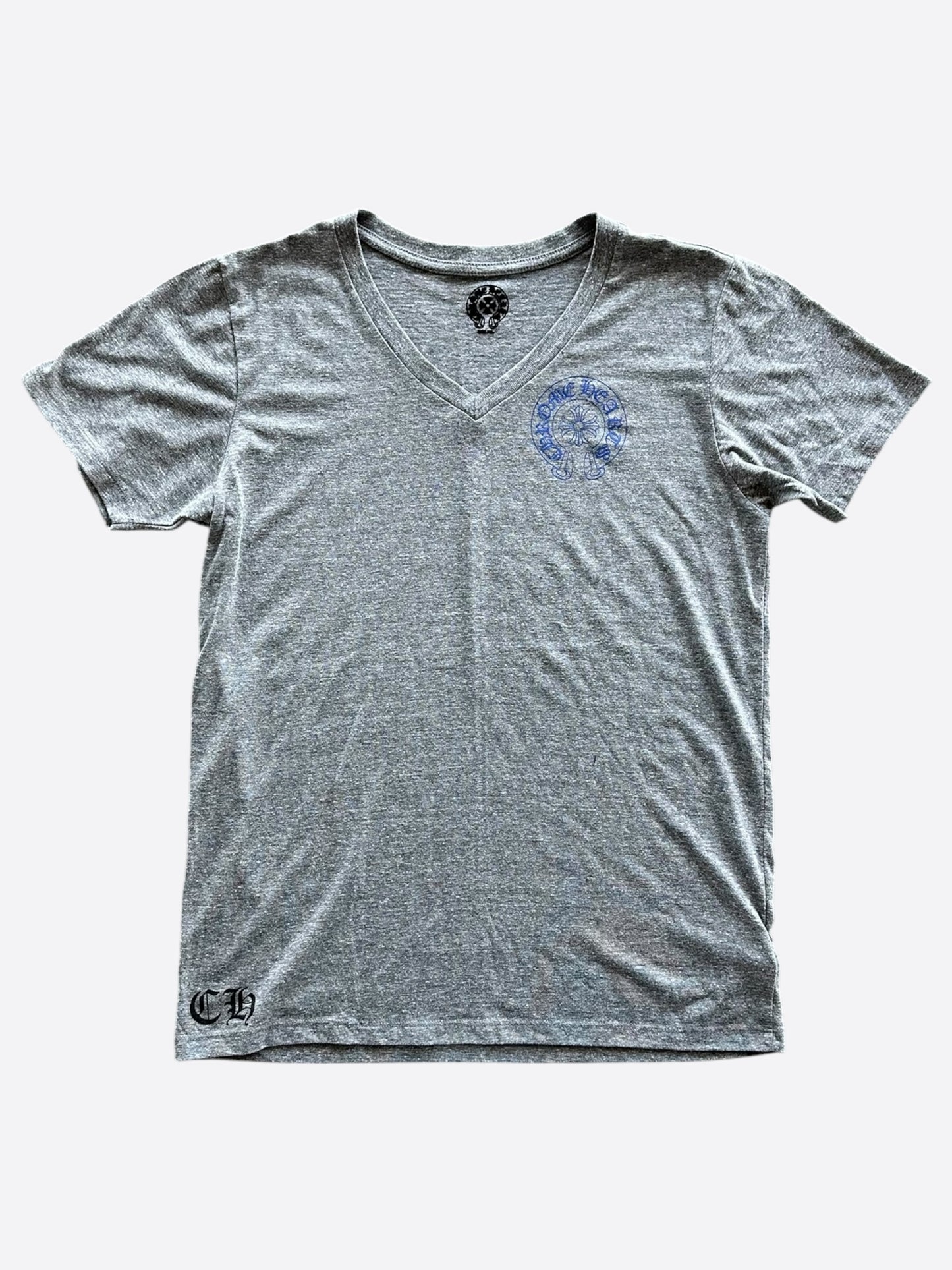 Chrome Hearts Grey & Blue Cross Logo Women's T-Shirt