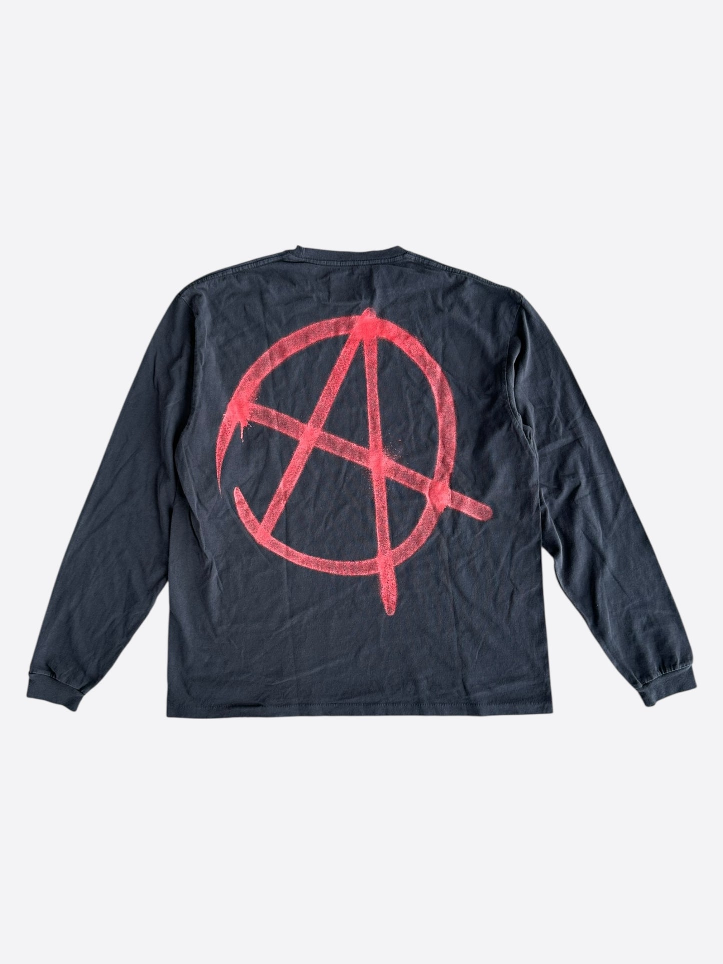 Gallery Dept Washed Black & Red Anarchy Logo Longsleeve T-Shirt
