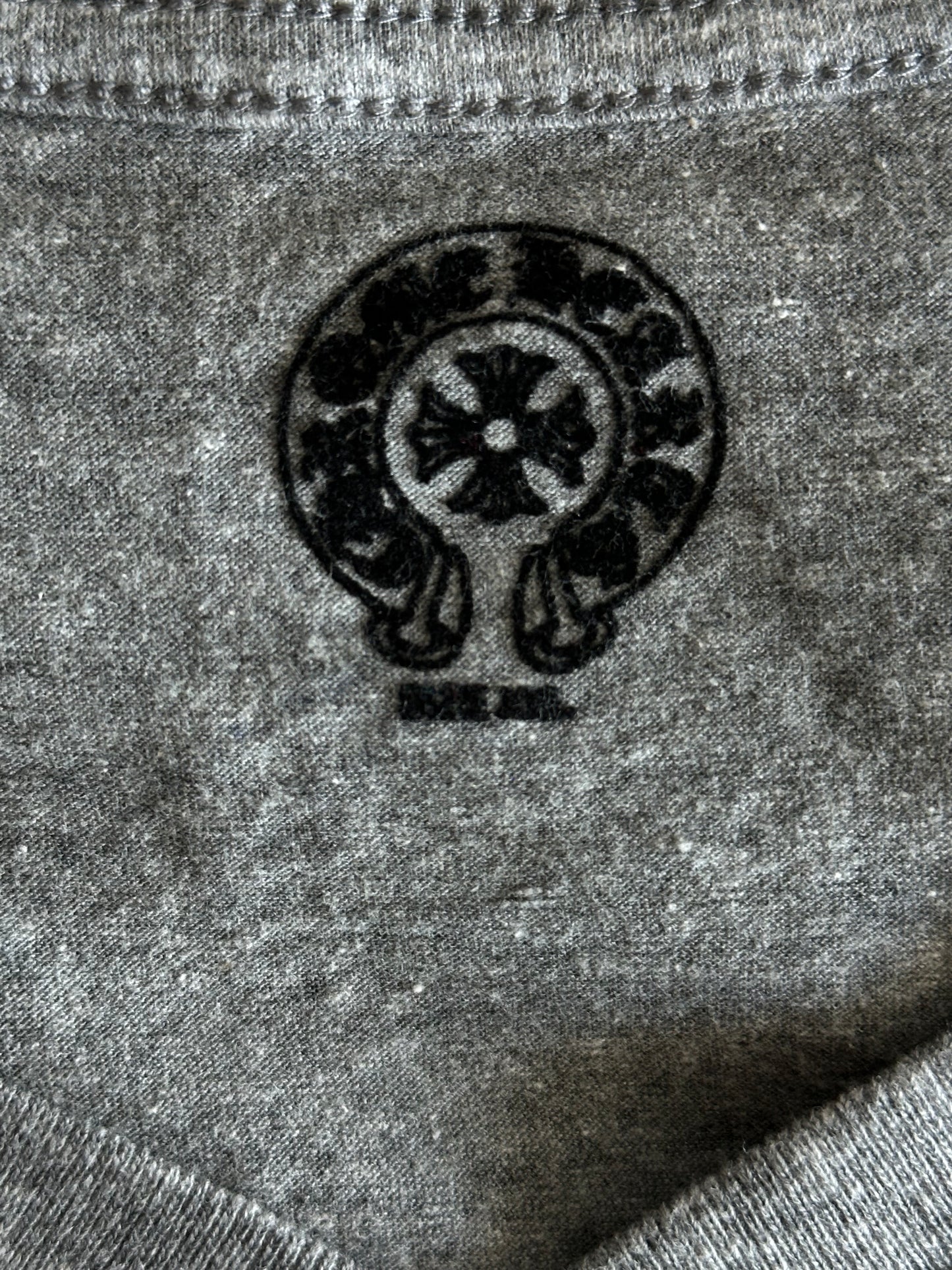 Chrome Hearts Grey & Blue Cross Logo Women's T-Shirt