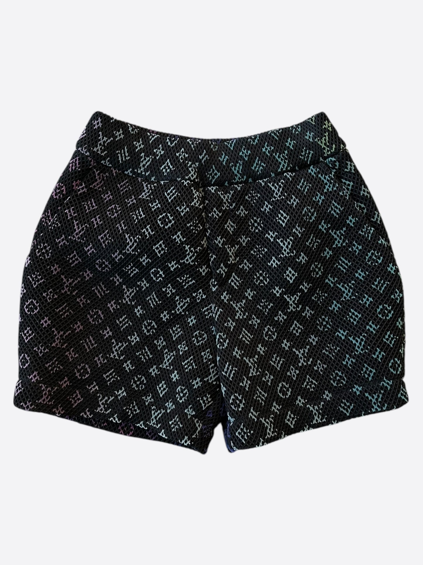 Louis Vuitton Black Rainbow Monogram Mesh Shorts
