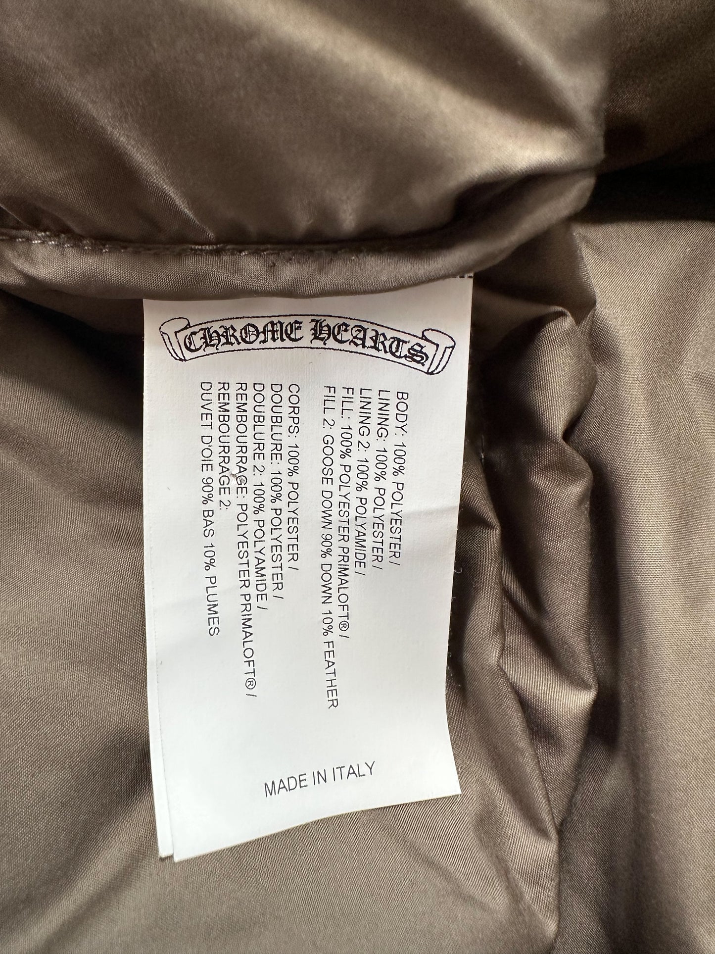 Chrome Hearts Olive Cross Jacquard Puffer Jacket