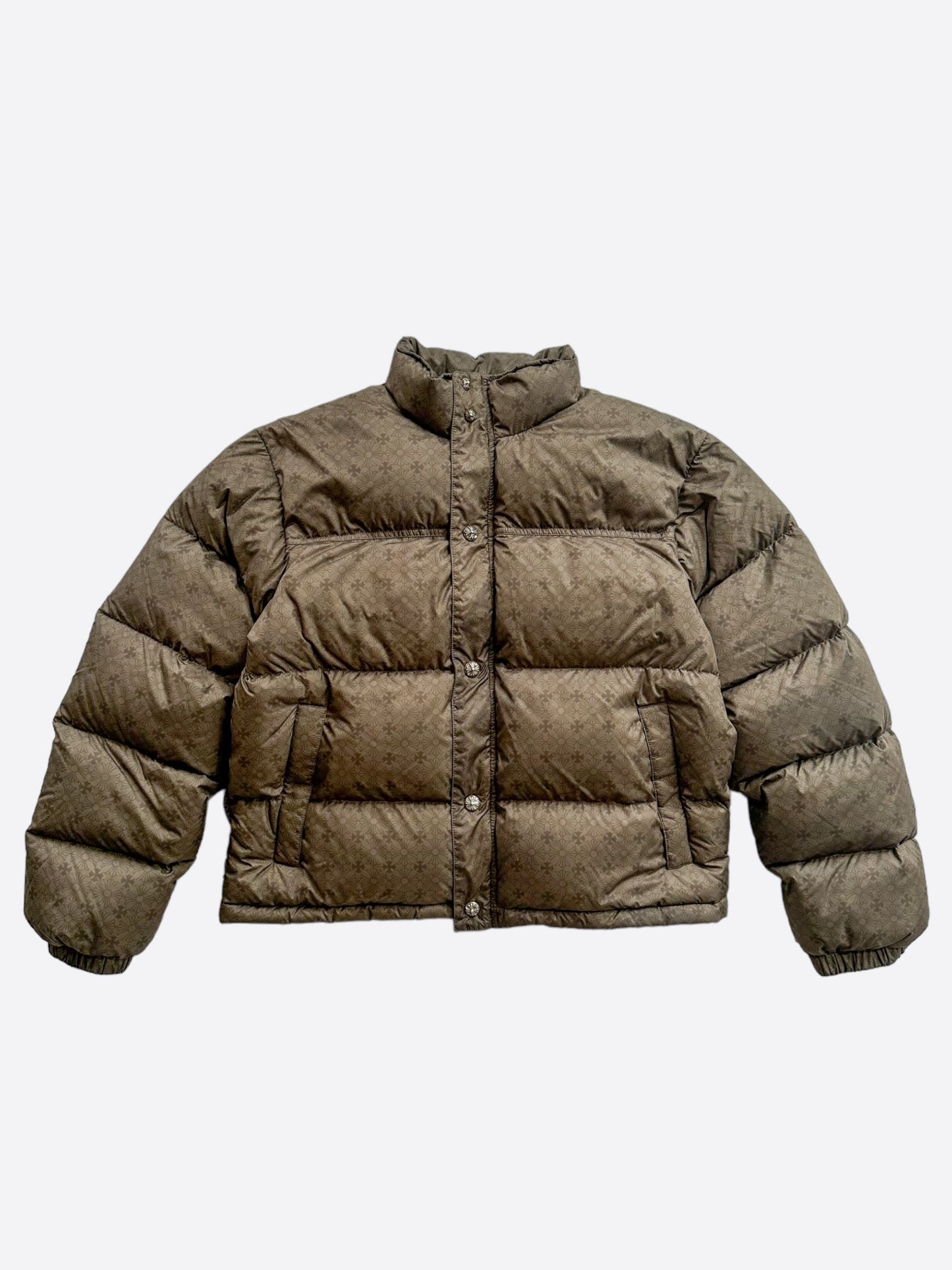Chrome Hearts Olive Cross Jacquard Puffer Jacket