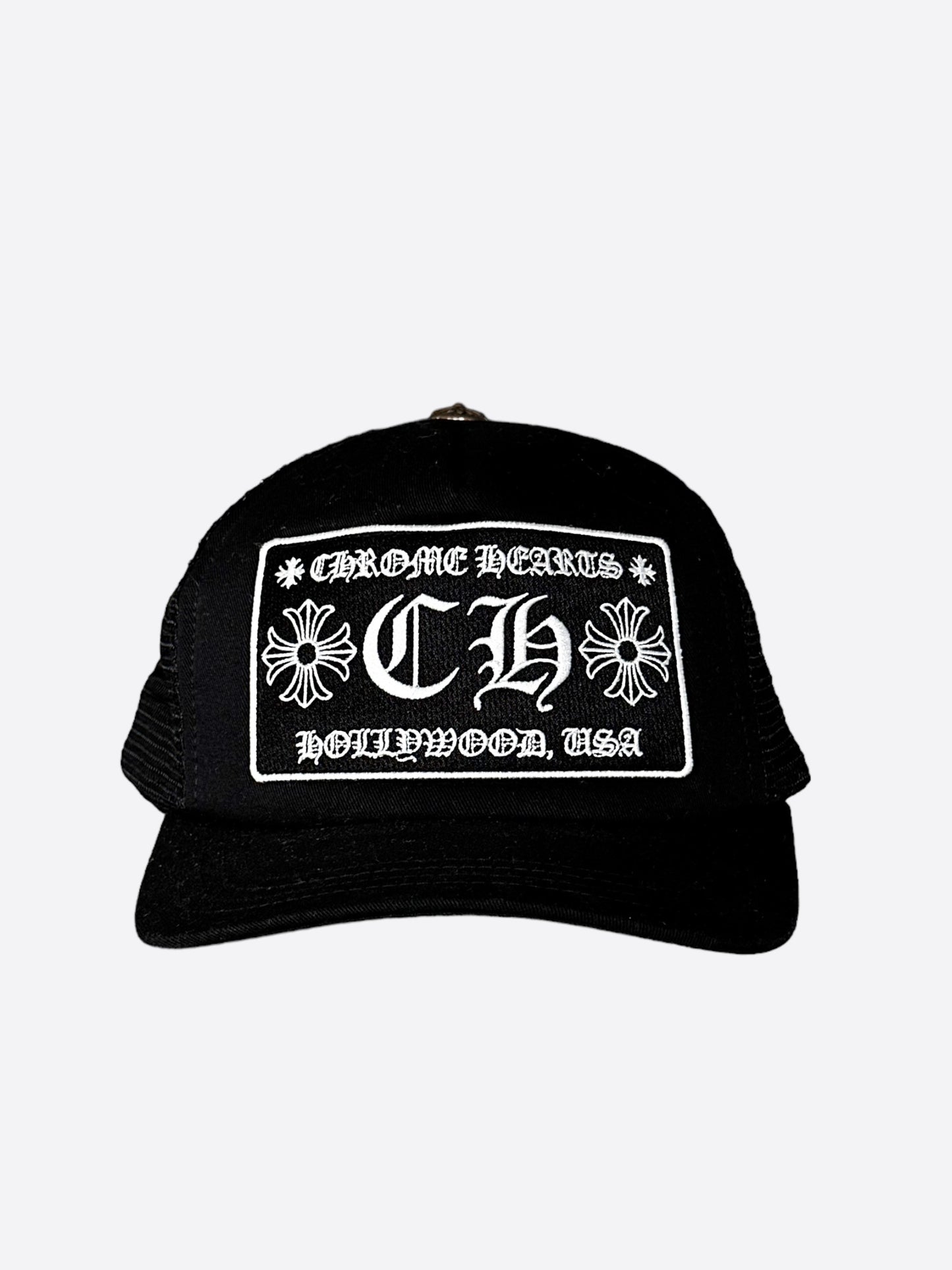 Chrome Hearts Black & White Hollywood Trucker Hat
