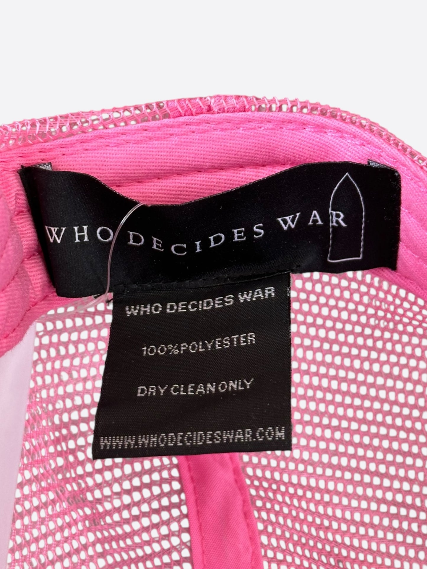 Who Decides War Pink MRDR Embroidered Patch Trucker Hat