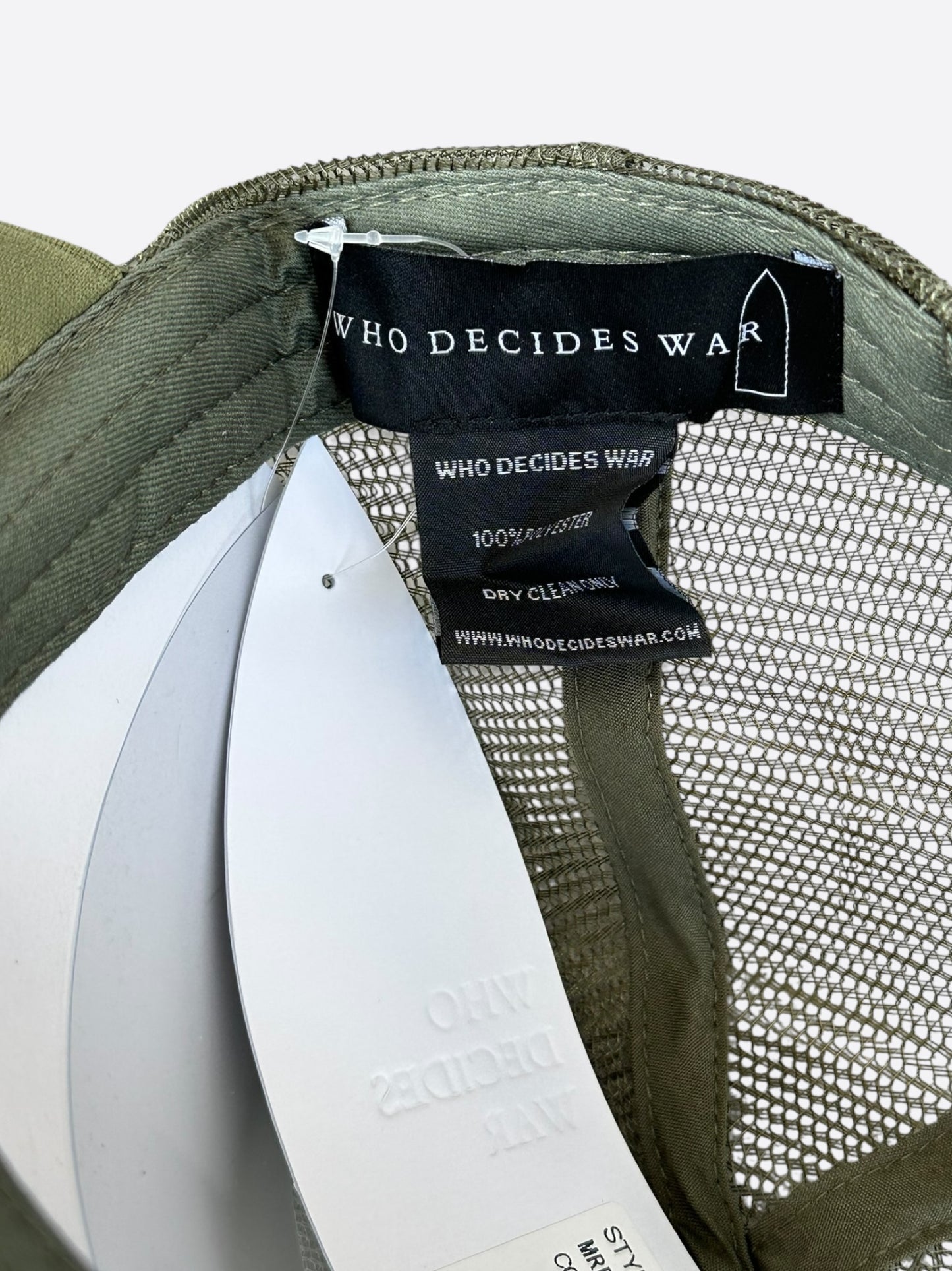Who Decides War Olive MRDR Embroidered Patch Trucker Hat