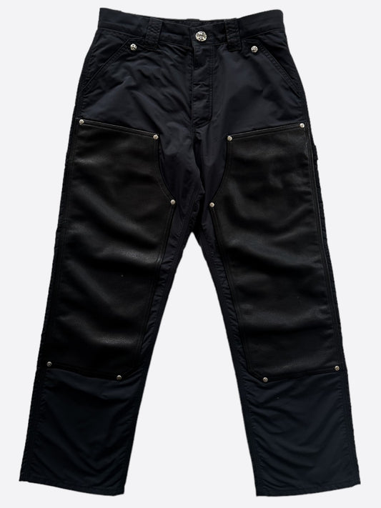 Chrome Hearts Black Nylon & Leather Carpenter Pants