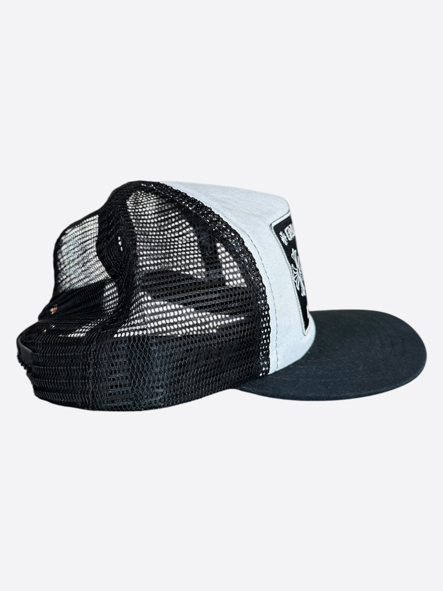 Chrome Hearts Black & White Hollywood Trucker Hat