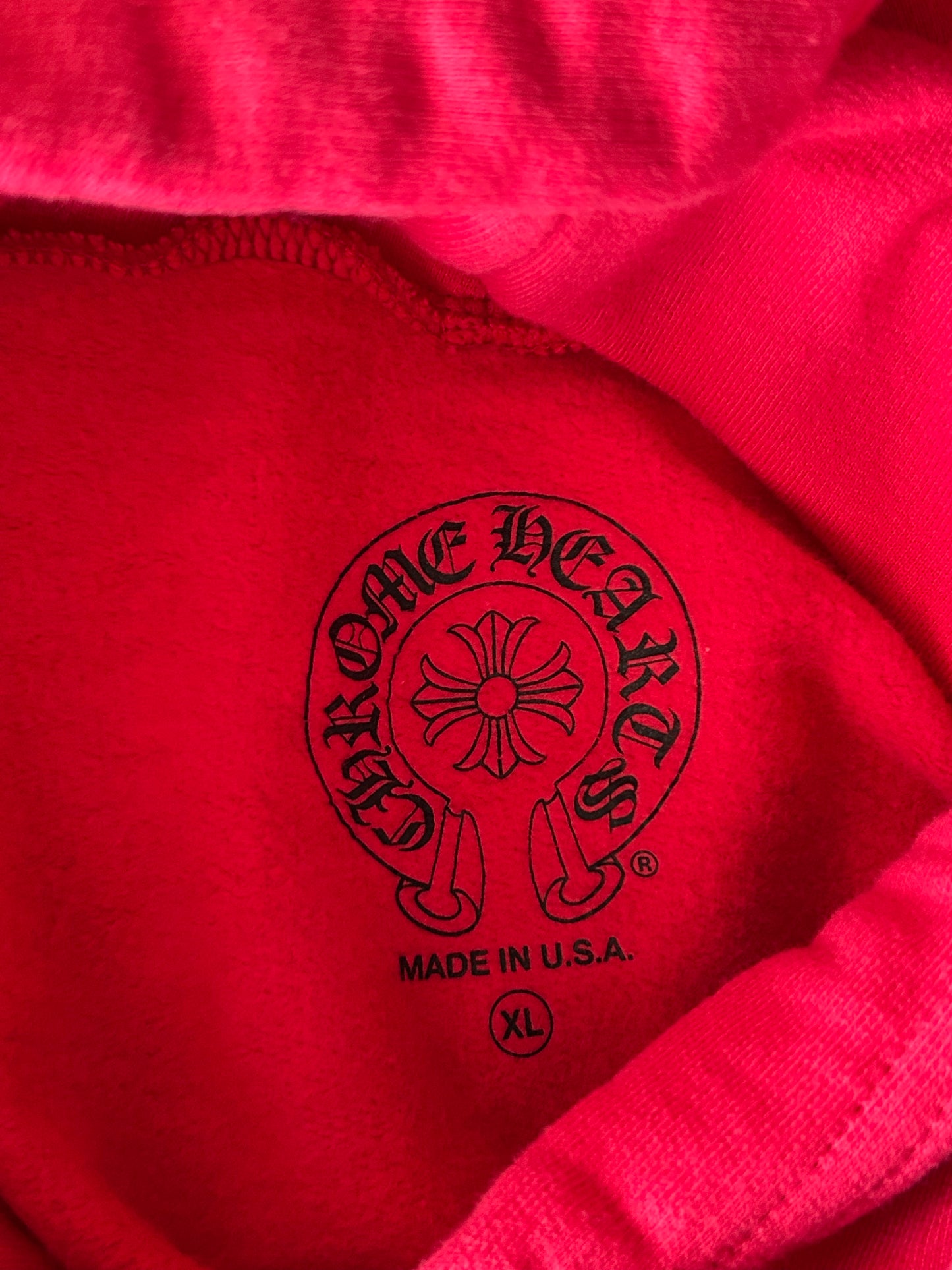 Chrome Hearts Red & White Scroll Logo Hoodie
