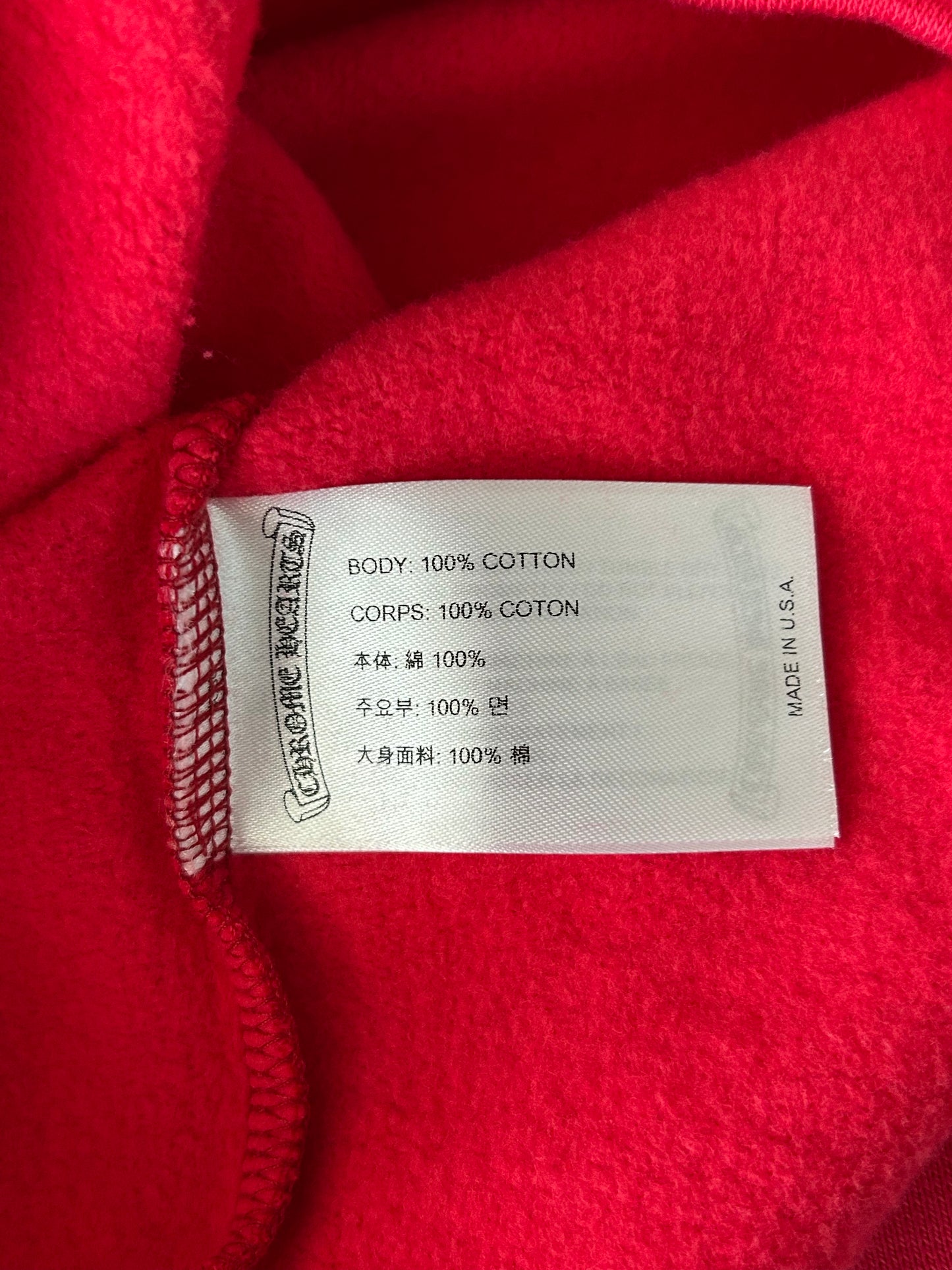 Chrome Hearts Red & White Scroll Logo Hoodie