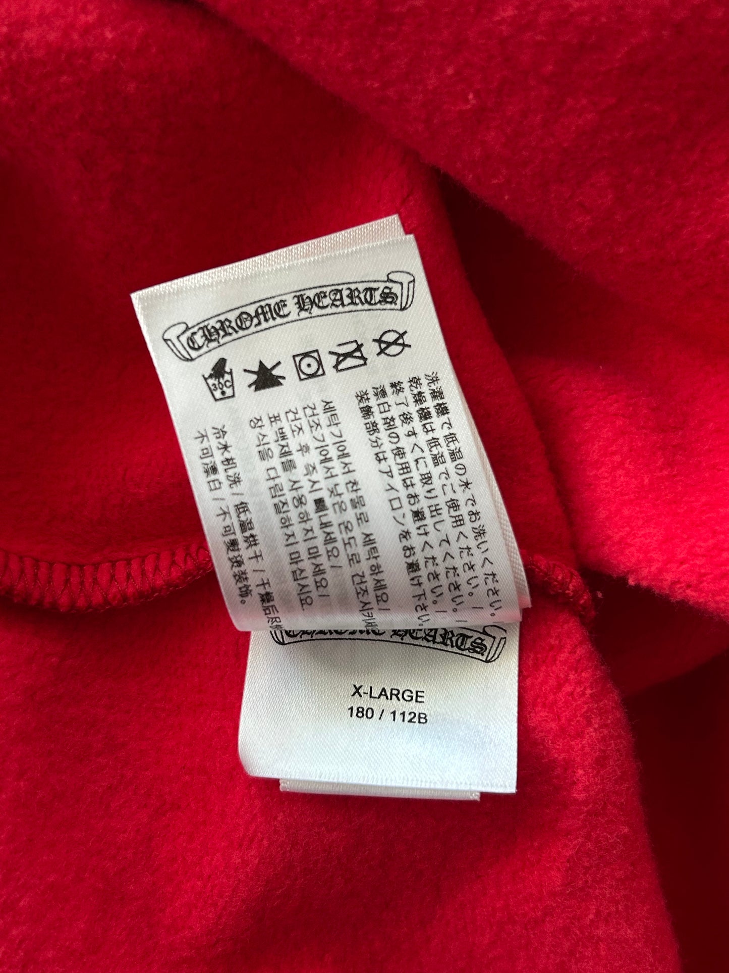 Chrome Hearts Red & White Scroll Logo Hoodie