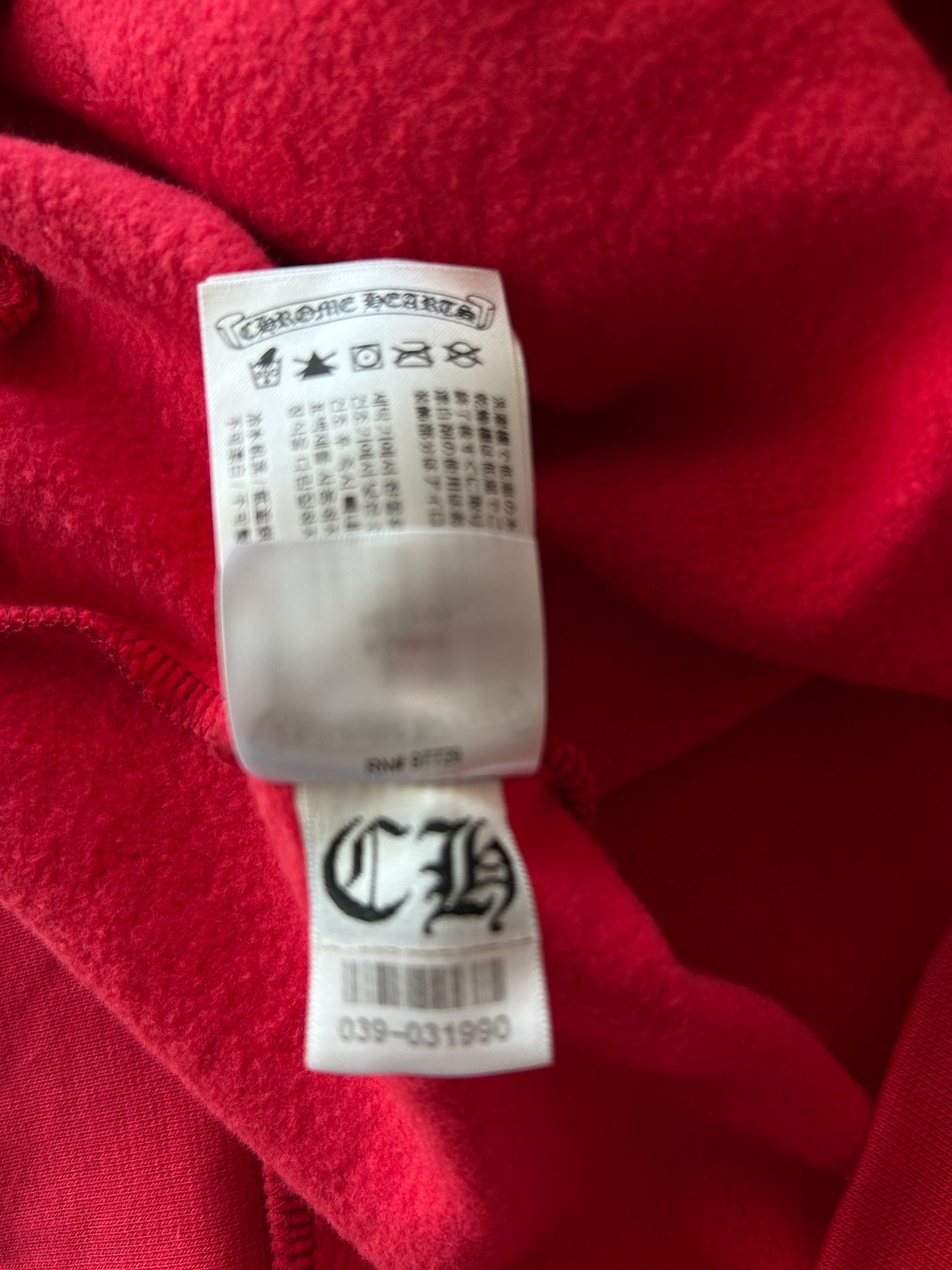 Chrome Hearts Red & White Scroll Logo Hoodie