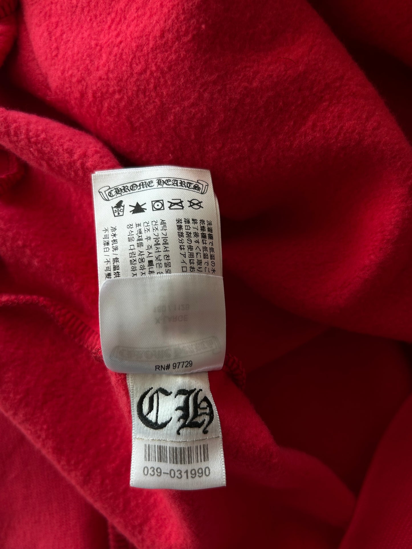 Chrome Hearts Red & White Scroll Logo Hoodie