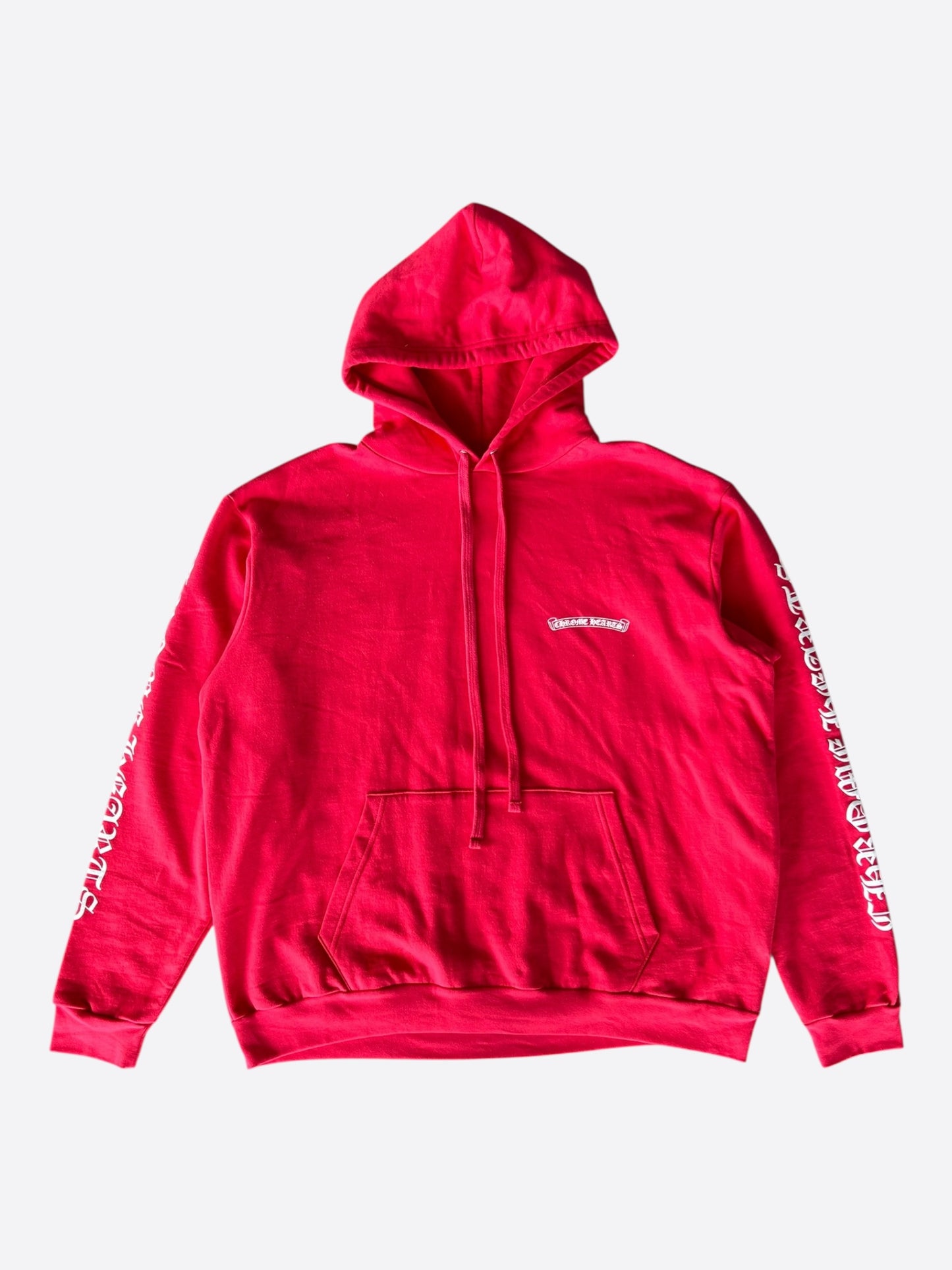 Chrome Hearts Red & White Scroll Logo Hoodie